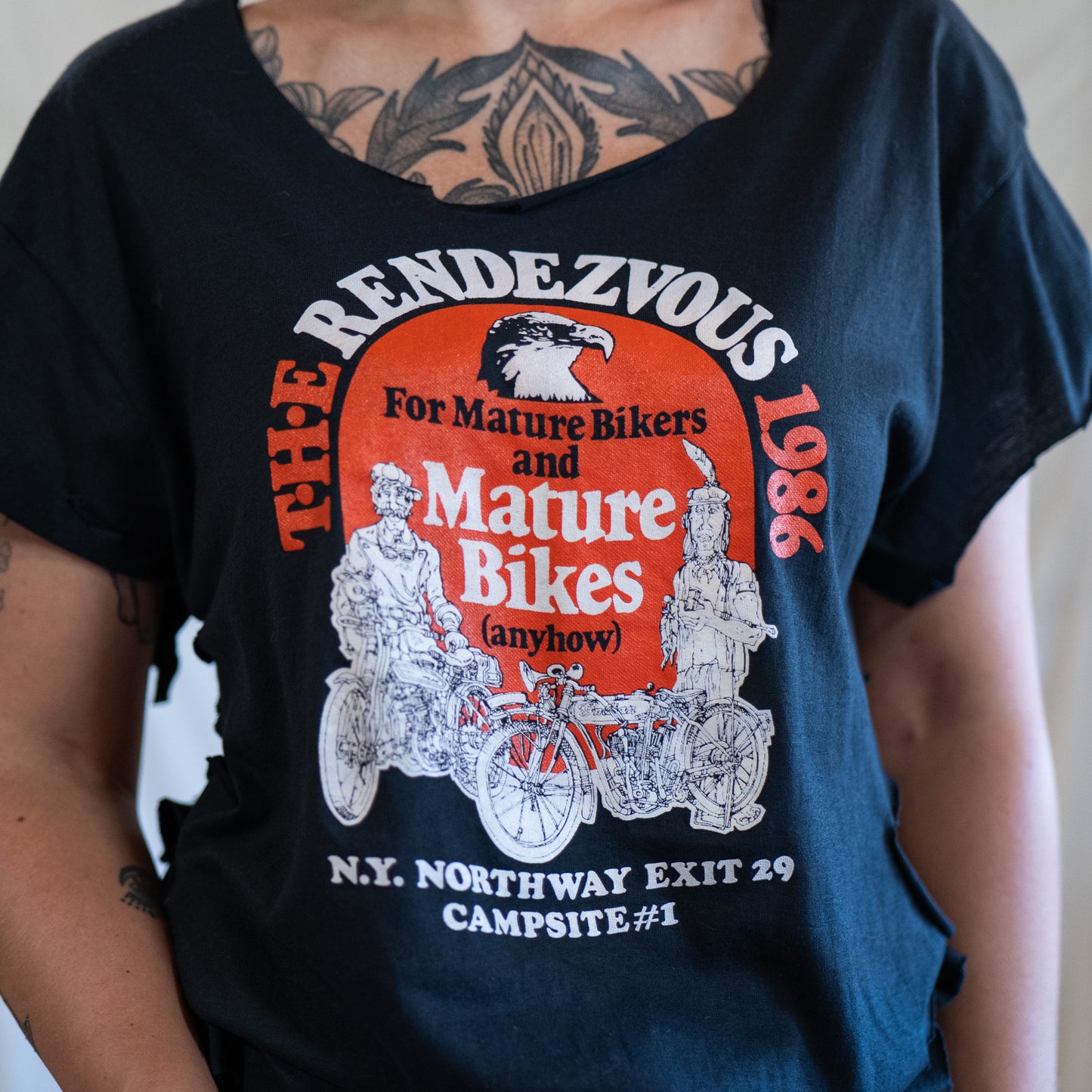 deadstock 1980s vintage harley rendezvous distressed DIY t-shirt / single stitch