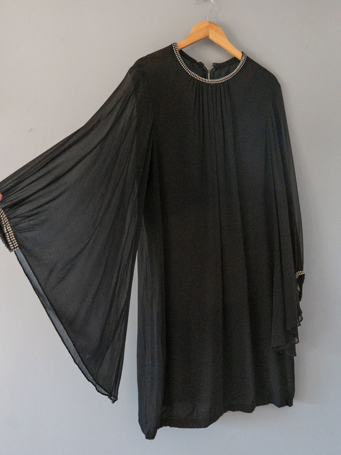 zou bisou bisou vintage 60s rhinestone angel sleeve dress