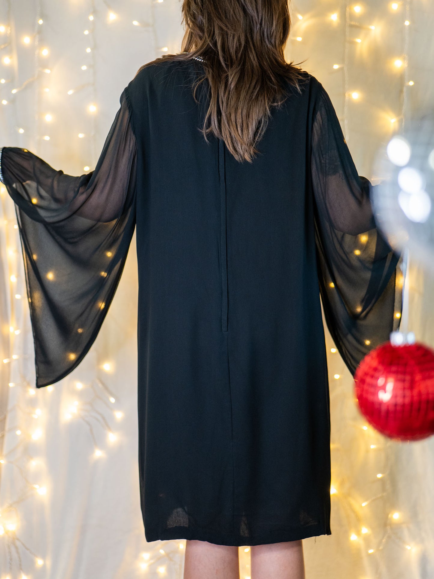 zou bisou bisou vintage 60s rhinestone angel sleeve dress