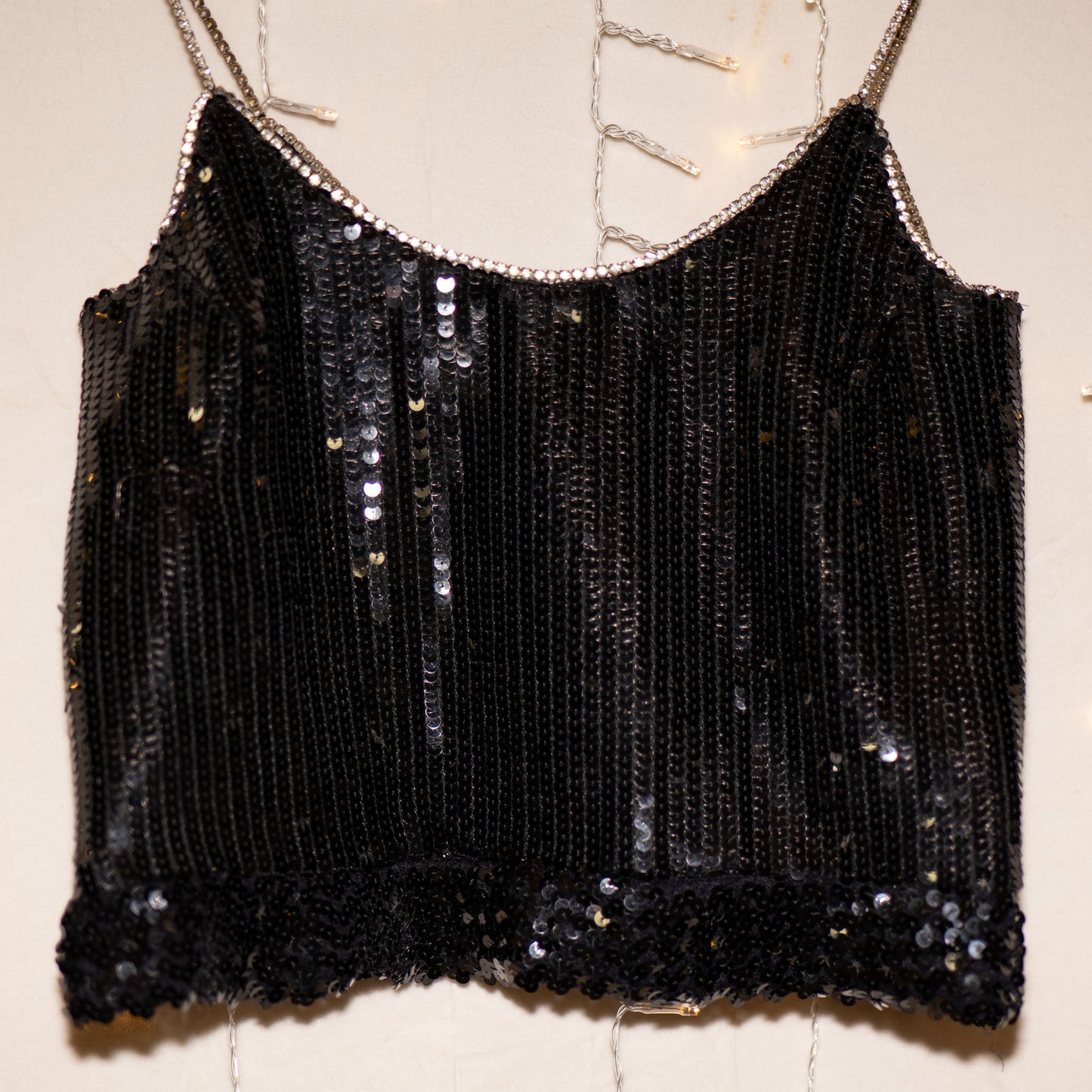 sparkly vintage 60s rhinestone sequin crop tank top