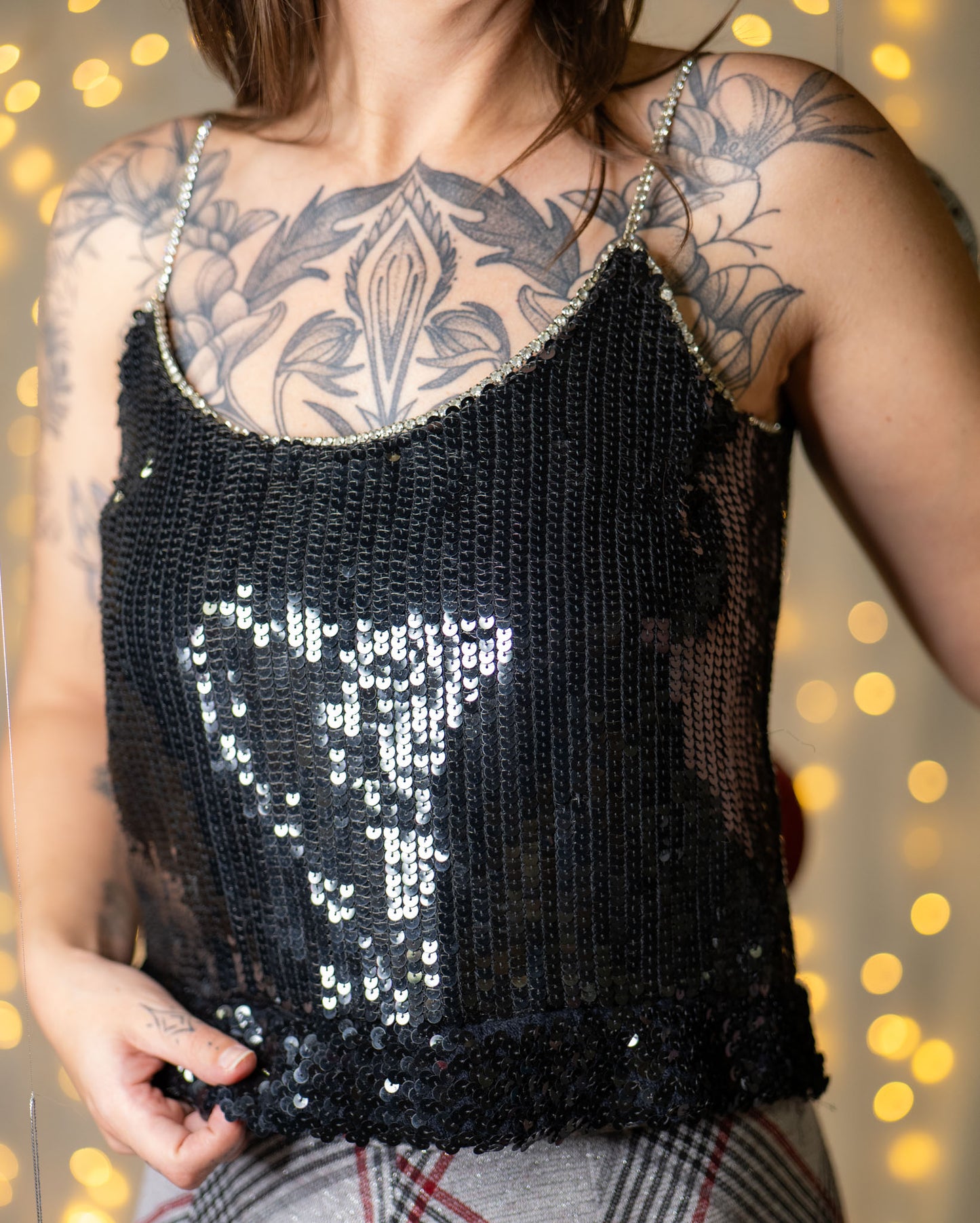 sparkly vintage 60s rhinestone sequin crop tank top