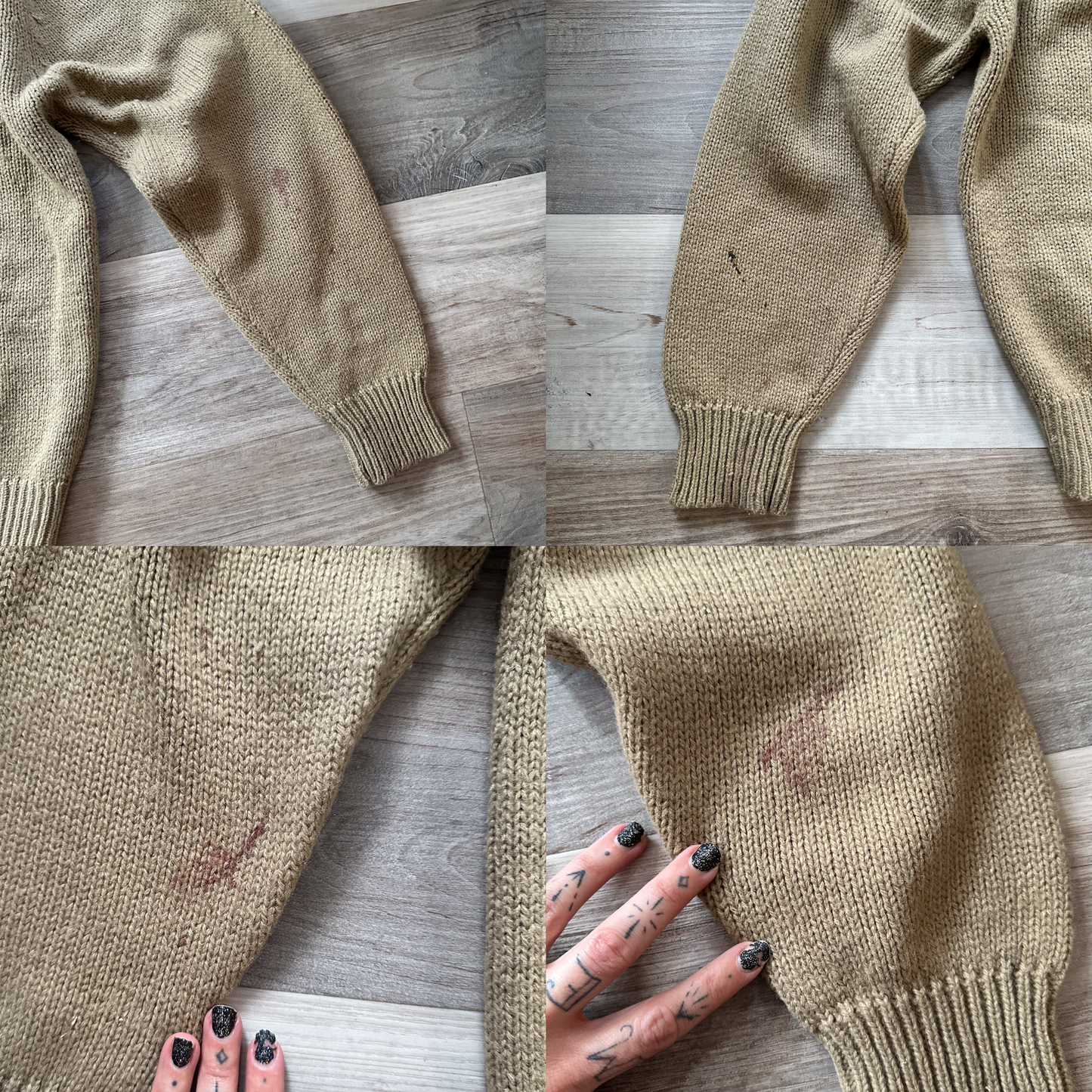 1970s vintage light brown painters cardigan sweater