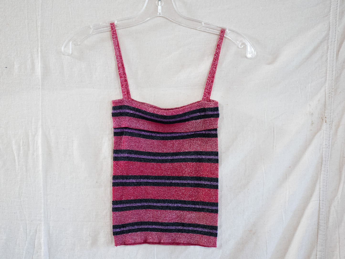 vintage 1970s deadstock striped sparkly metallic top