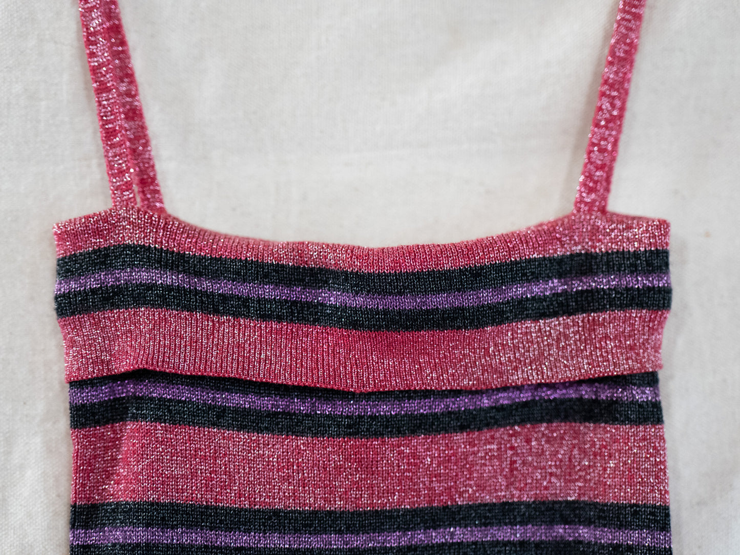 vintage 1970s deadstock striped sparkly metallic top