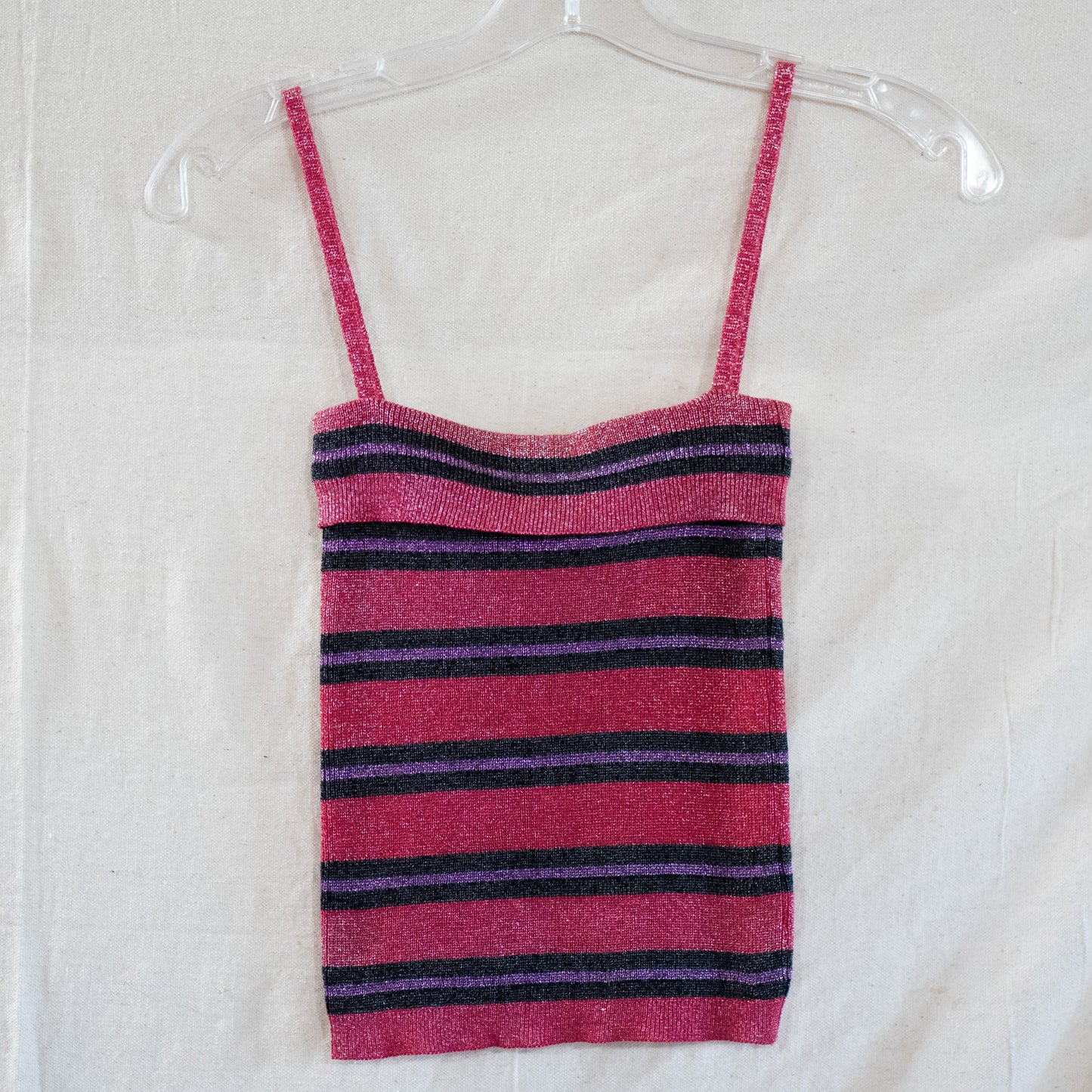 vintage 1970s deadstock striped sparkly metallic top