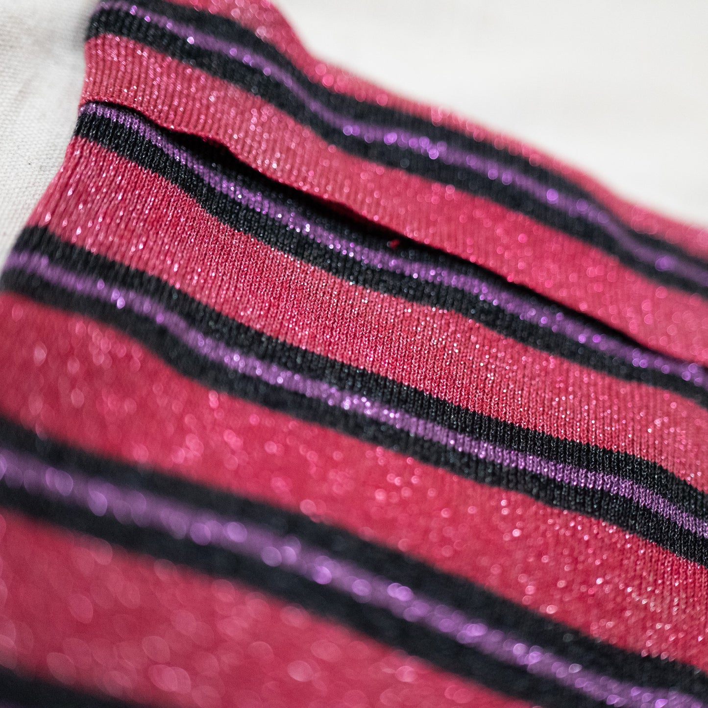vintage 1970s deadstock striped sparkly metallic top