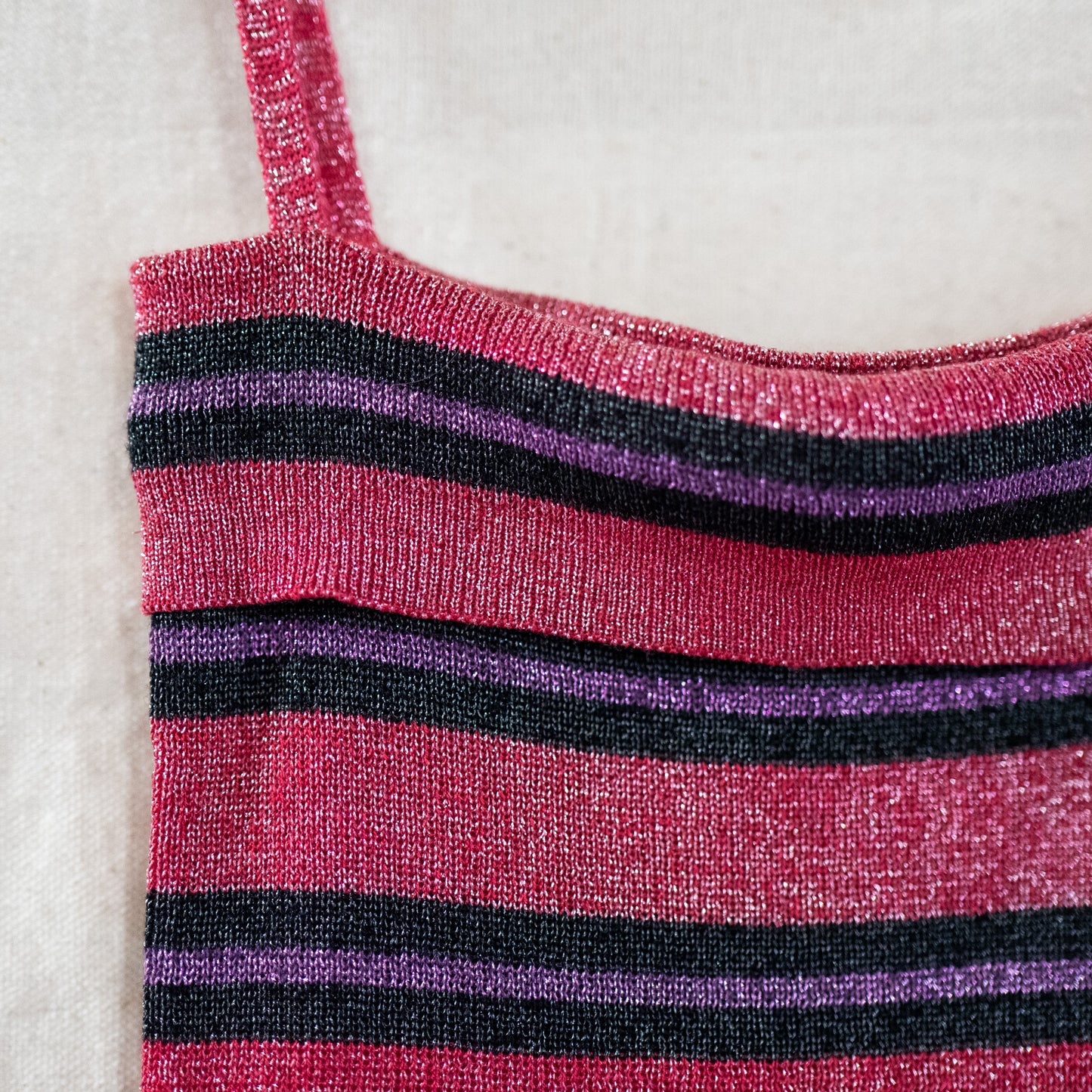 vintage 1970s deadstock striped sparkly metallic top