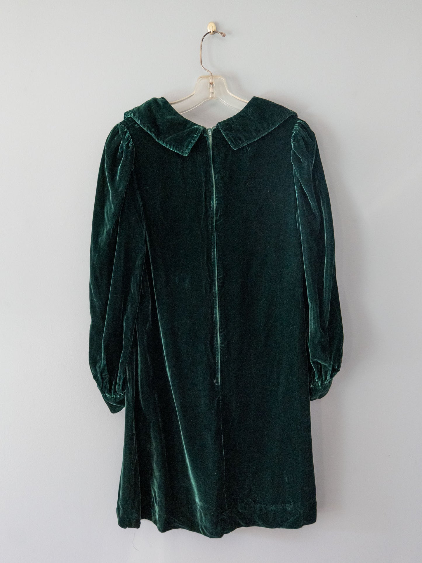 vintage 70s forest green velvet mini dress