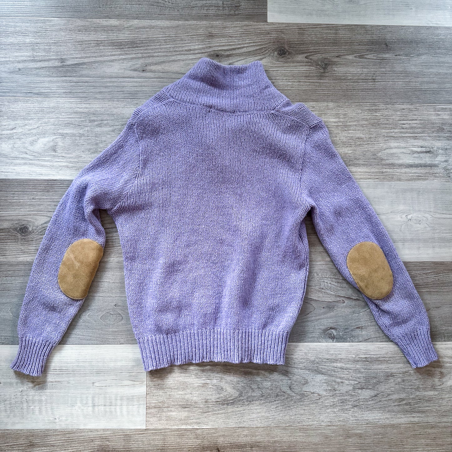 vintage 70s purple wool sweater with elbow pads