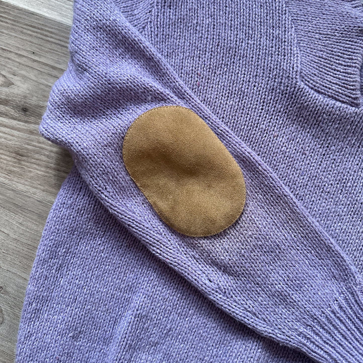 vintage 70s purple wool sweater with elbow pads