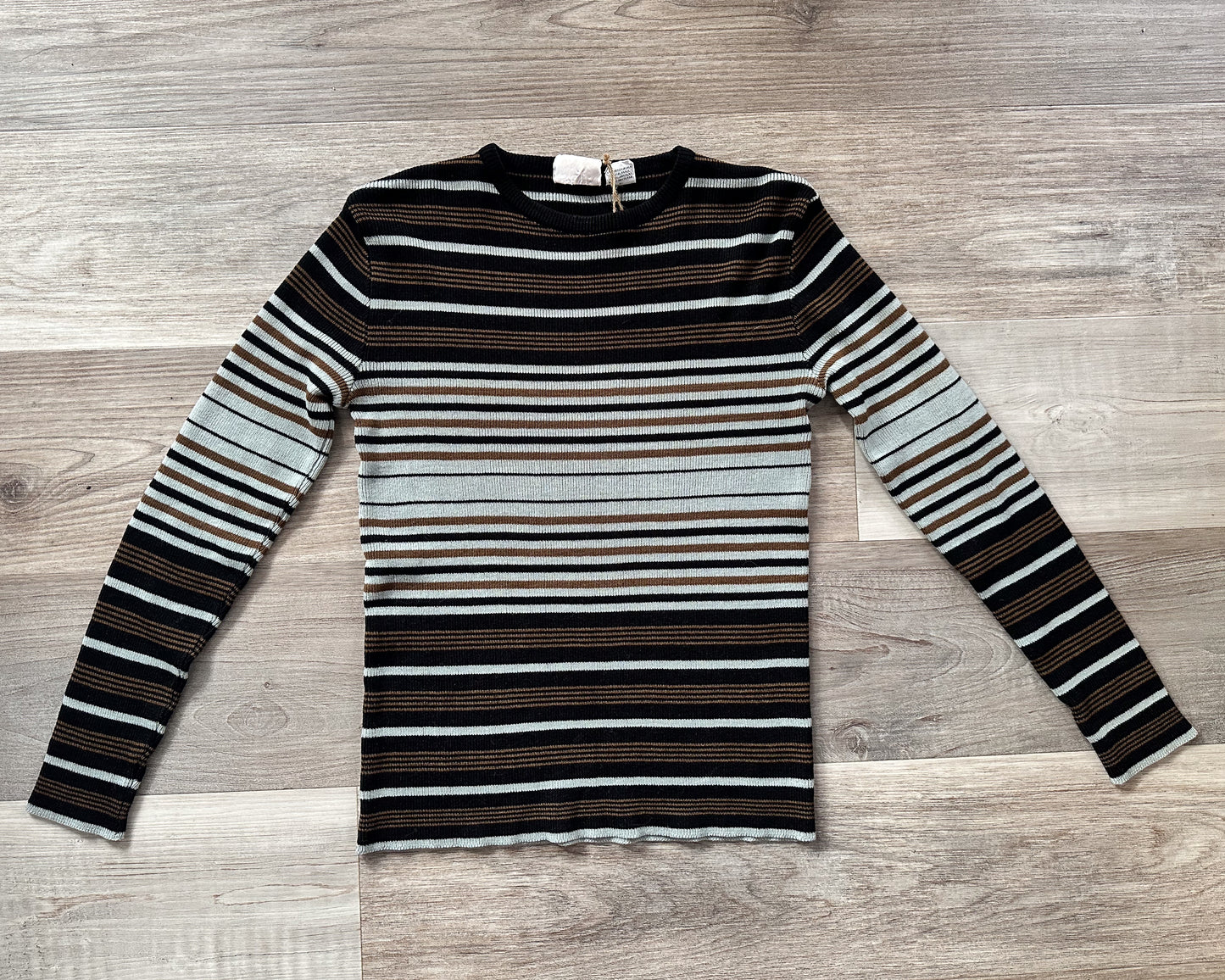 vintage 1970s retro striped long sleeve knit top