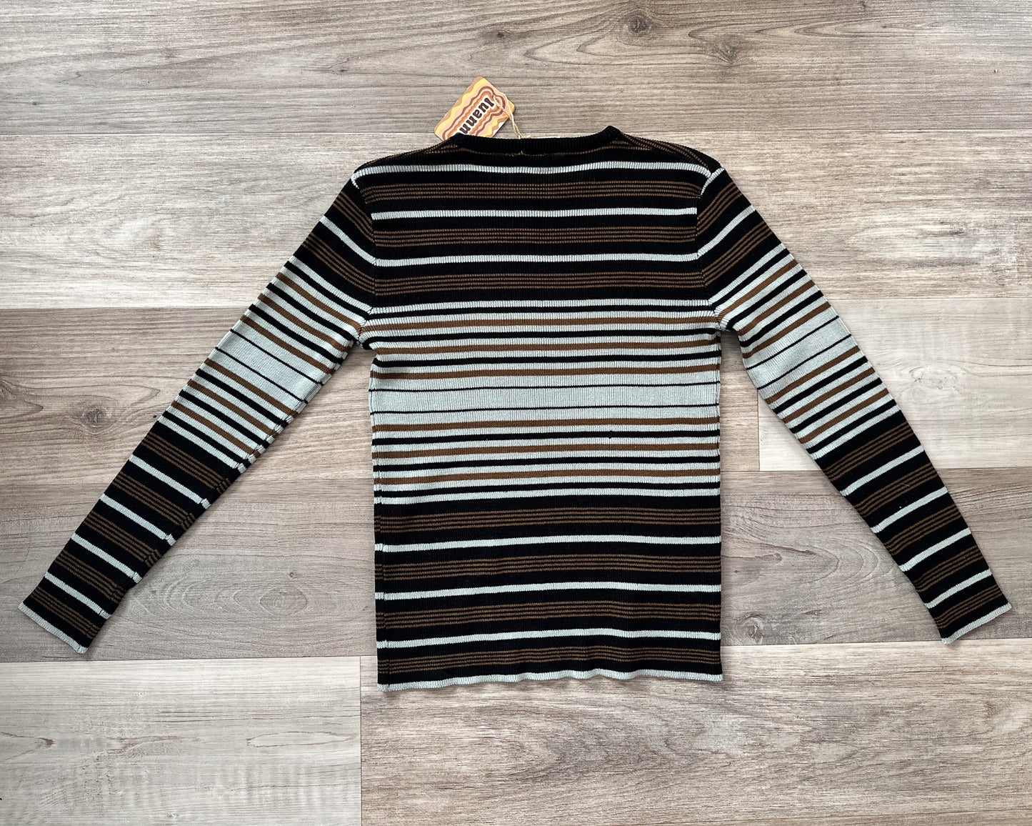 vintage 1970s retro striped long sleeve knit top