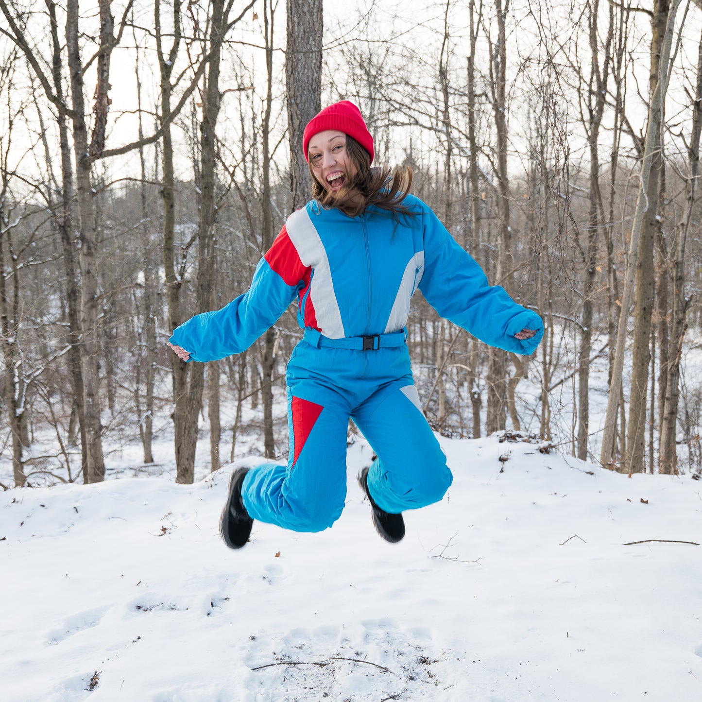 vintage 1970s turquoise snow suit
