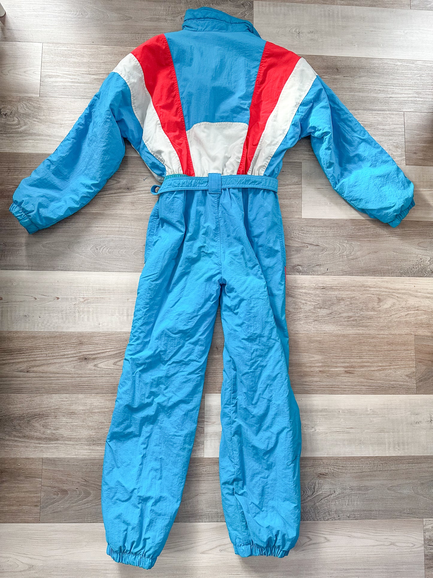 vintage 1970s turquoise snow suit