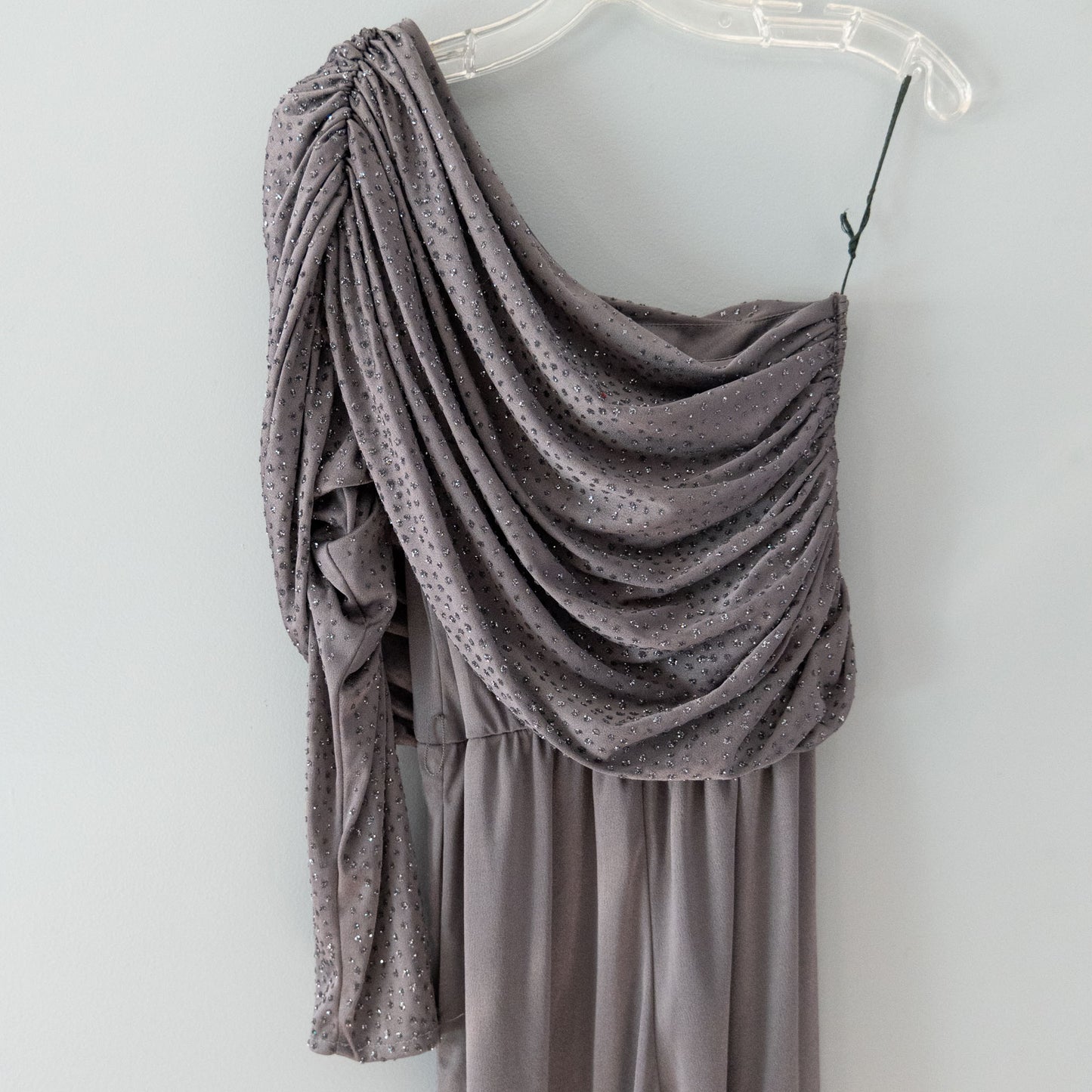 vintage 80s glittery asymmetrical one sleeve jumpsuit
