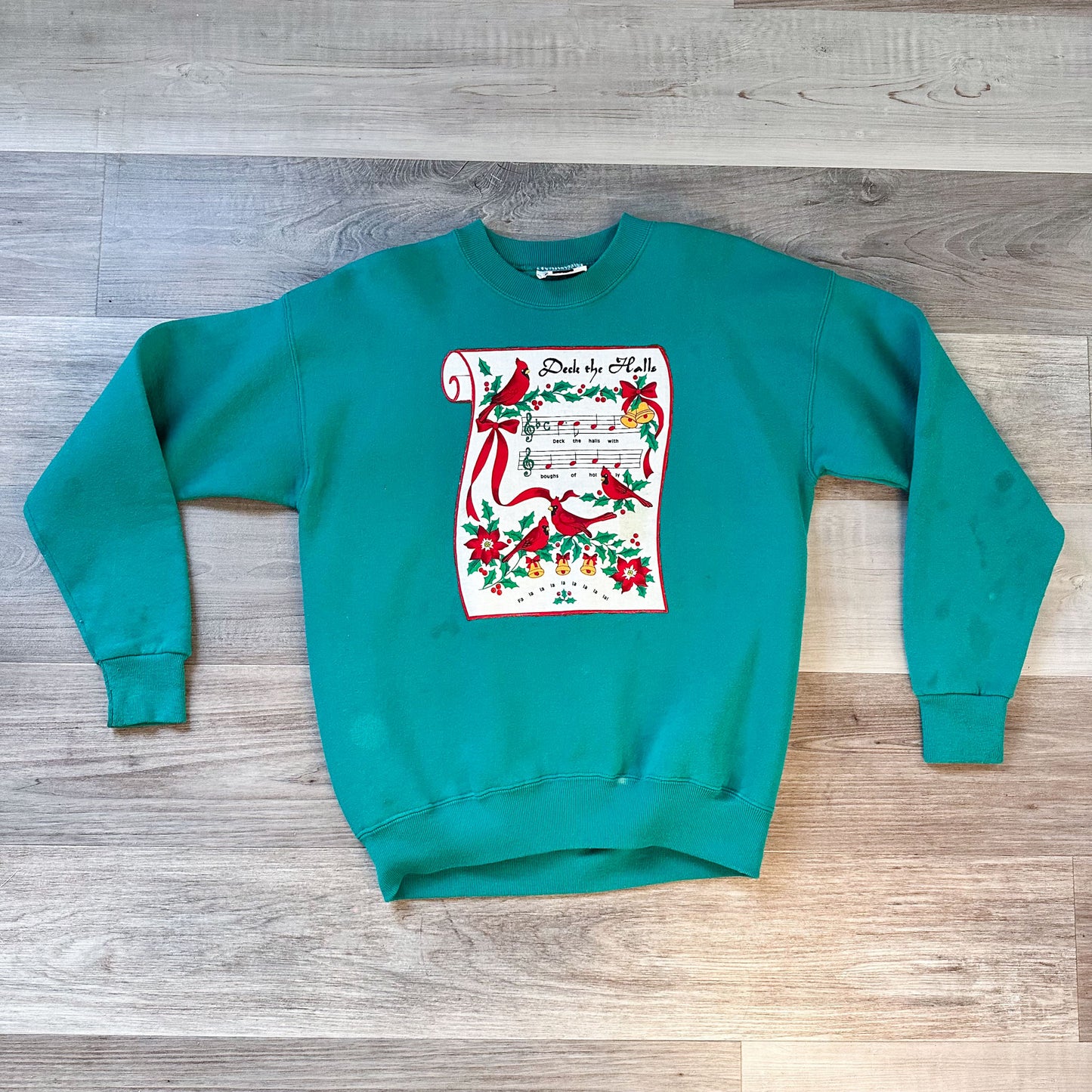 vintage 80s deck the halls pullover sweatshirt