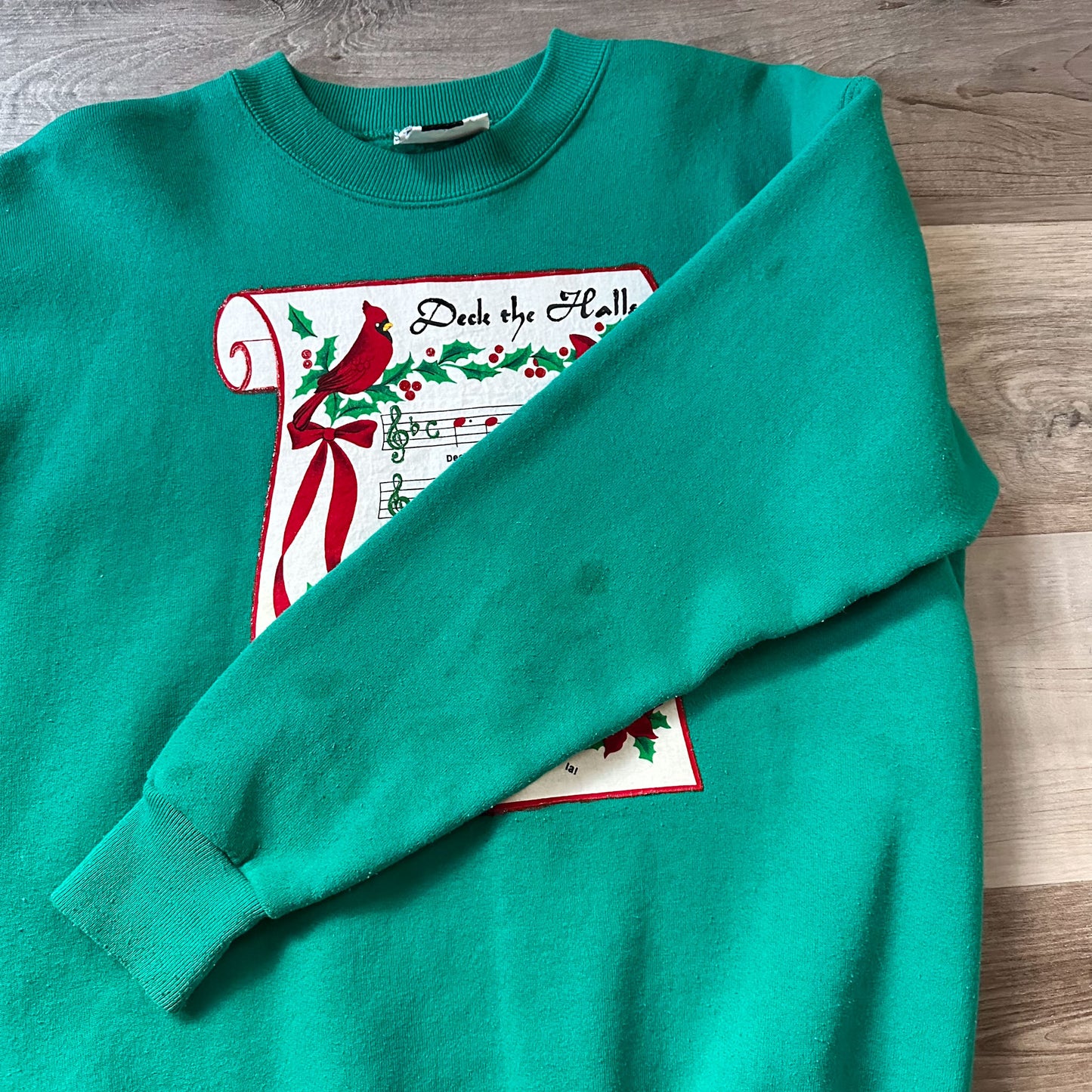 vintage 80s deck the halls pullover sweatshirt