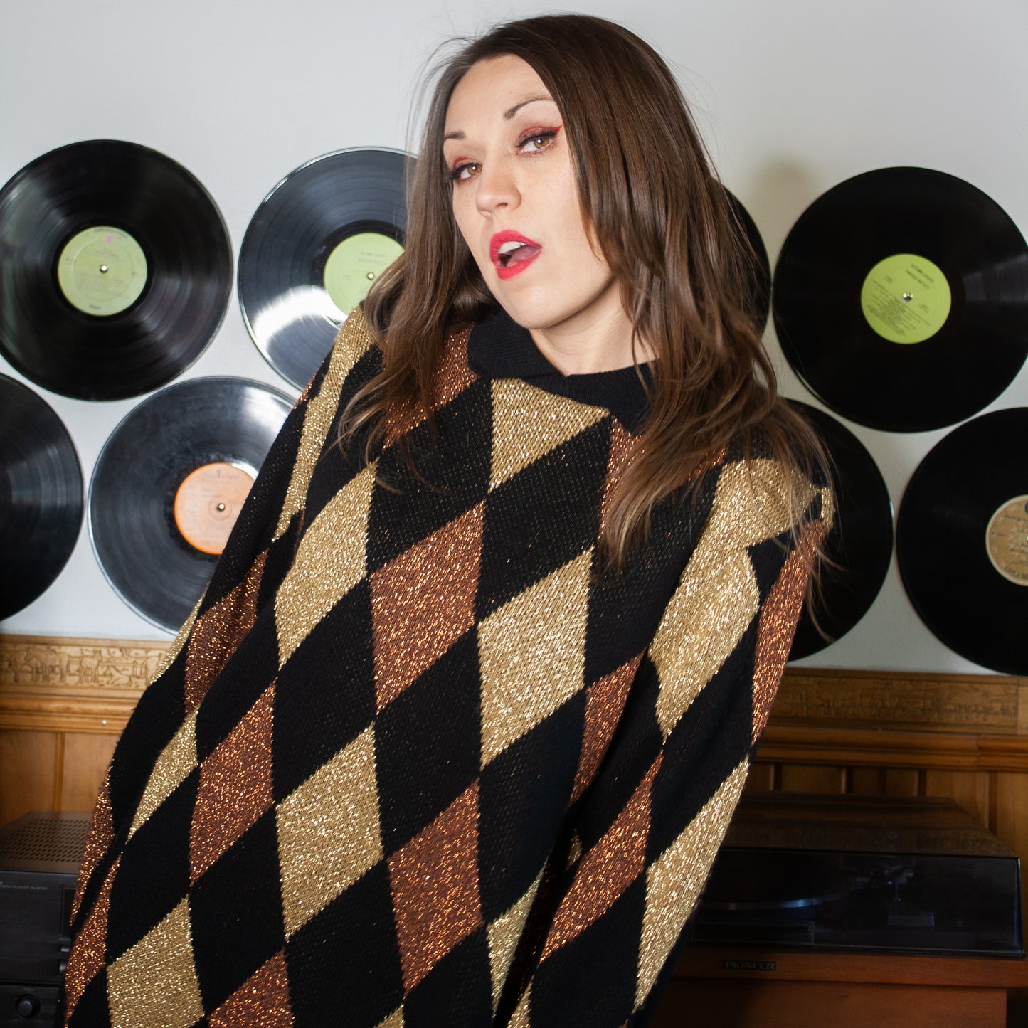 DIAMOND DOG vintage 80s gold glittery lurex sweater