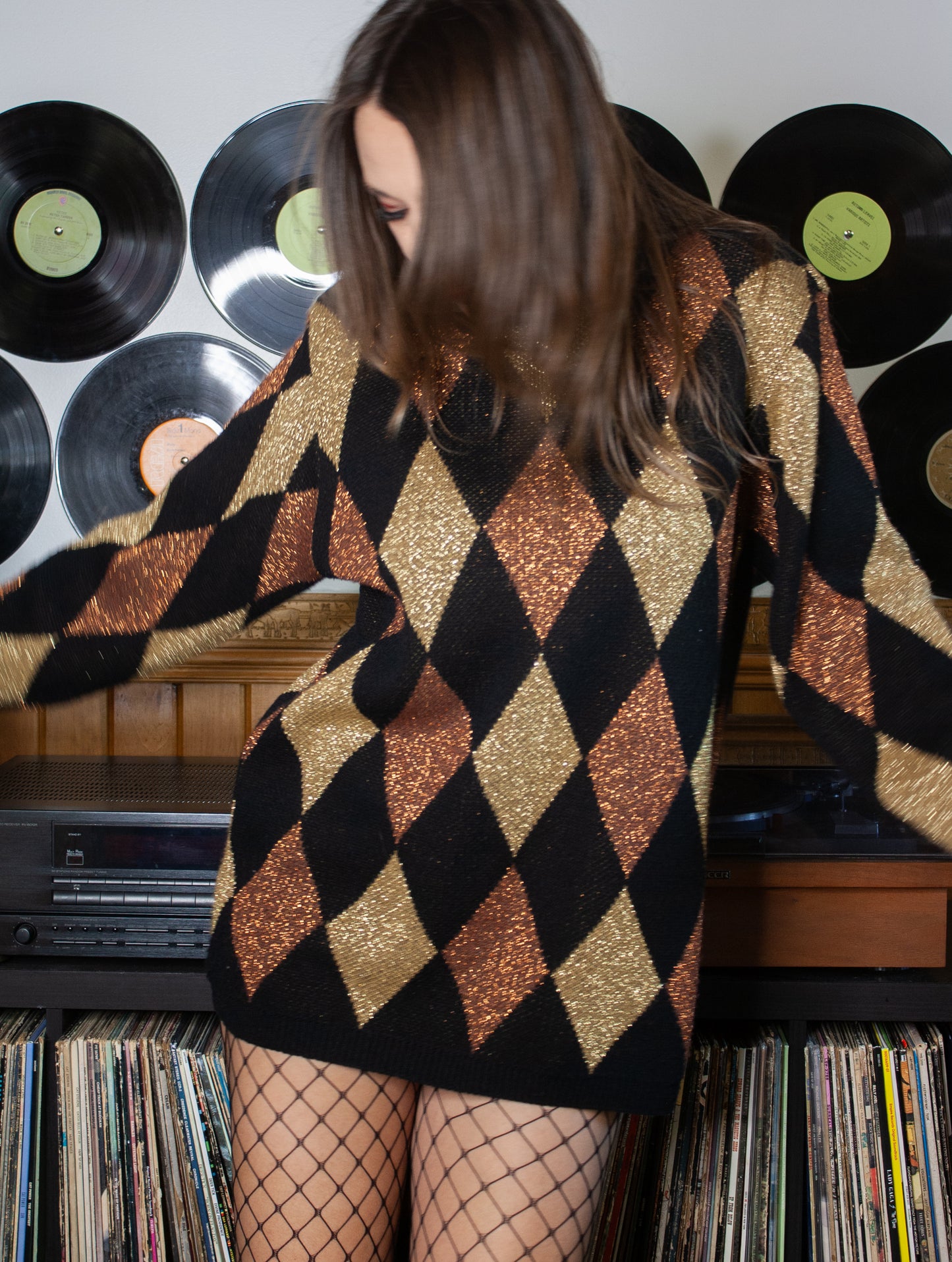 DIAMOND DOG vintage 80s gold glittery lurex sweater