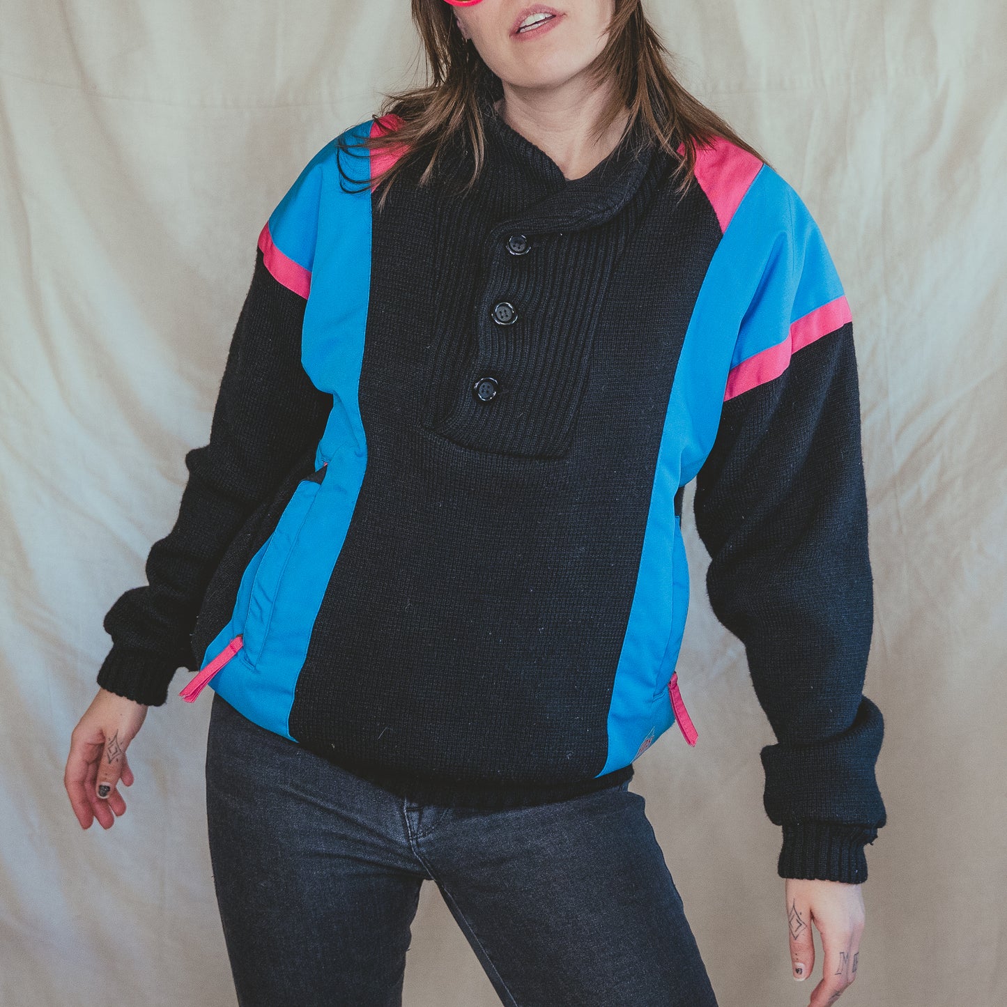 APRES SKI vintage 1980s neon wool sweater jacket