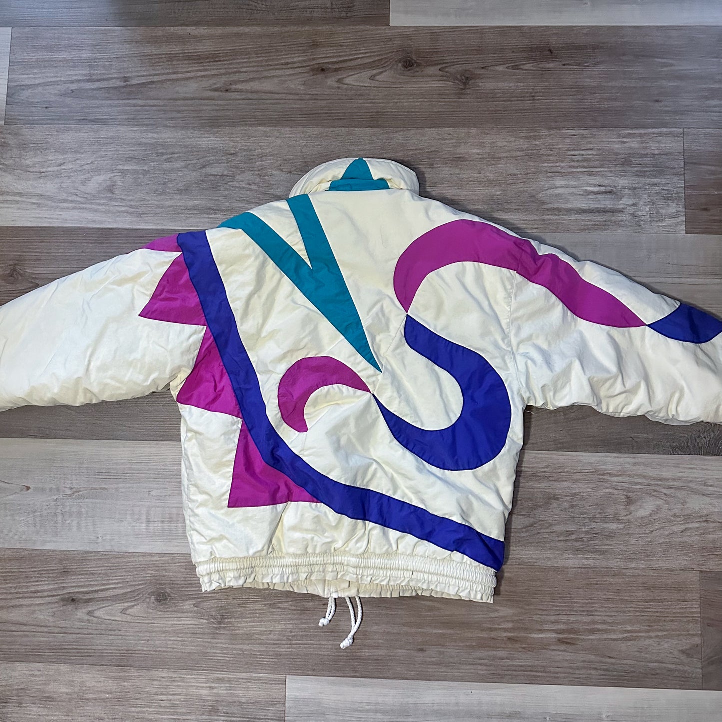 vintage 1980s funky pattern puffer coat