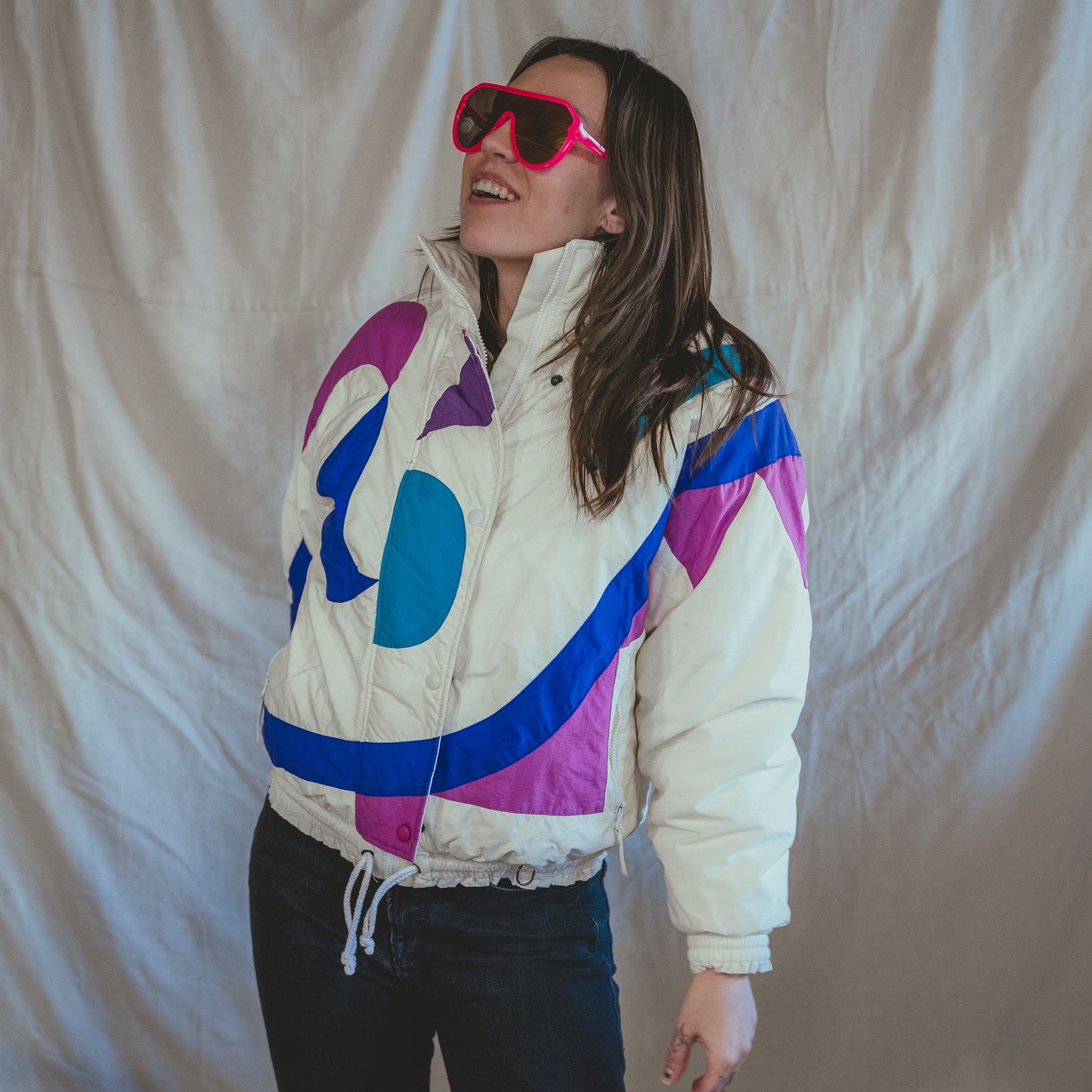 vintage 1980s funky pattern puffer coat