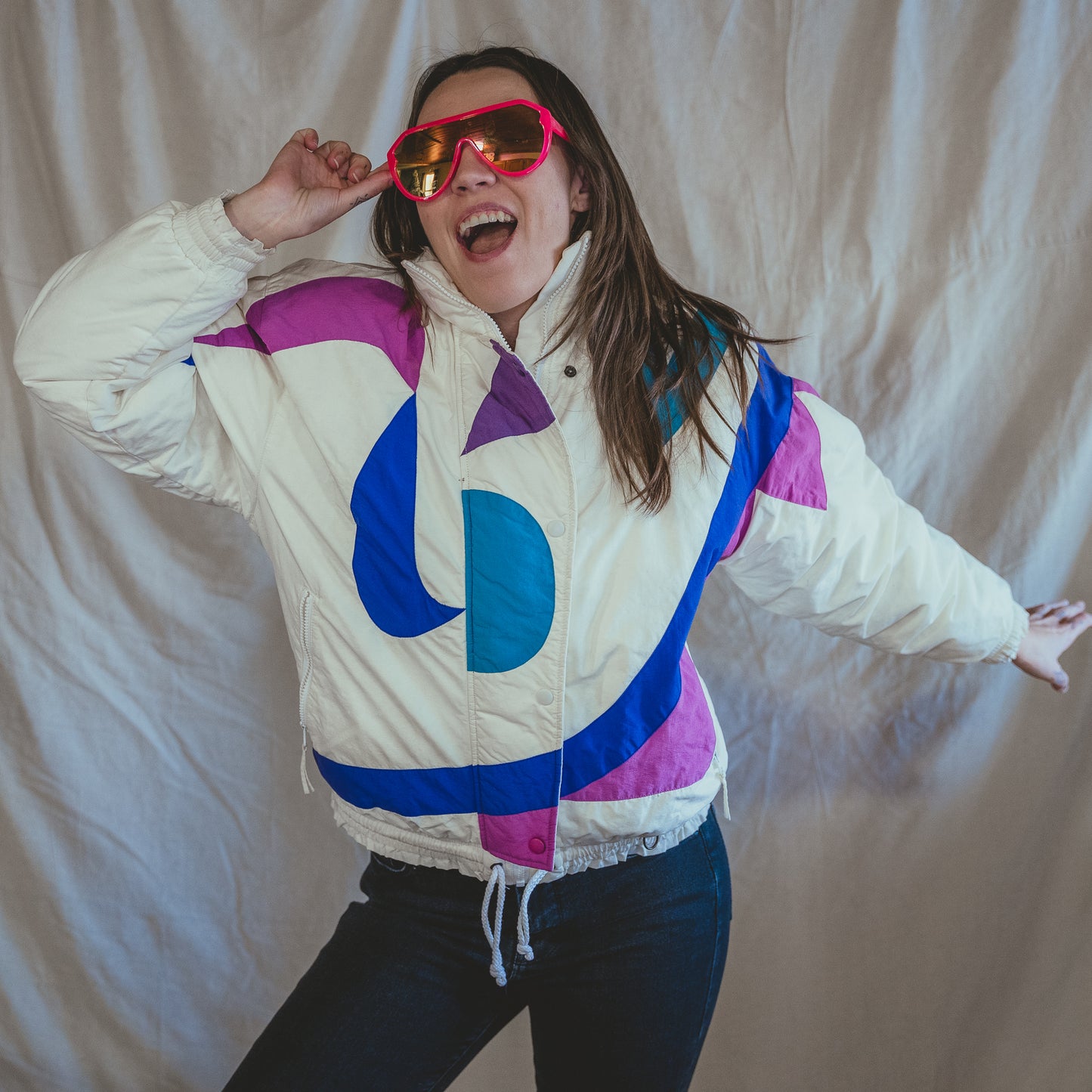 vintage 1980s funky pattern puffer coat
