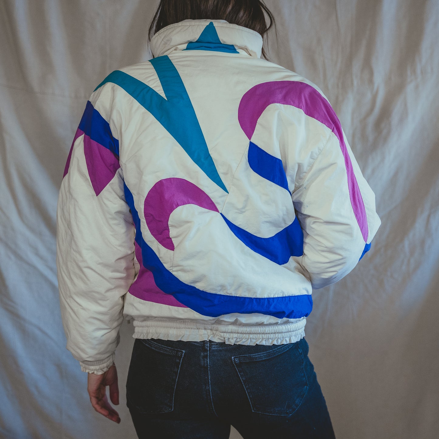 vintage 1980s funky pattern puffer coat