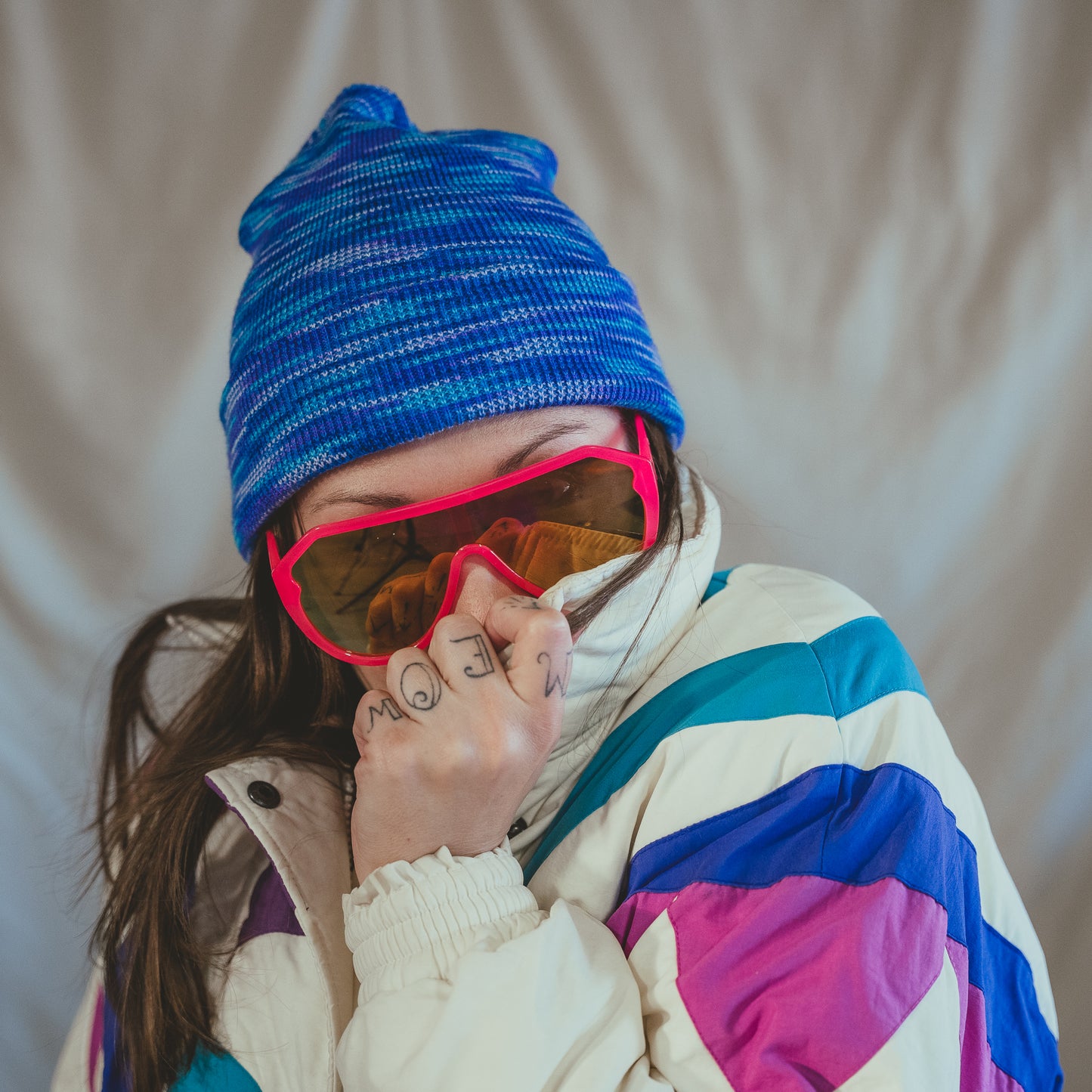 vintage 1980s funky pattern puffer coat