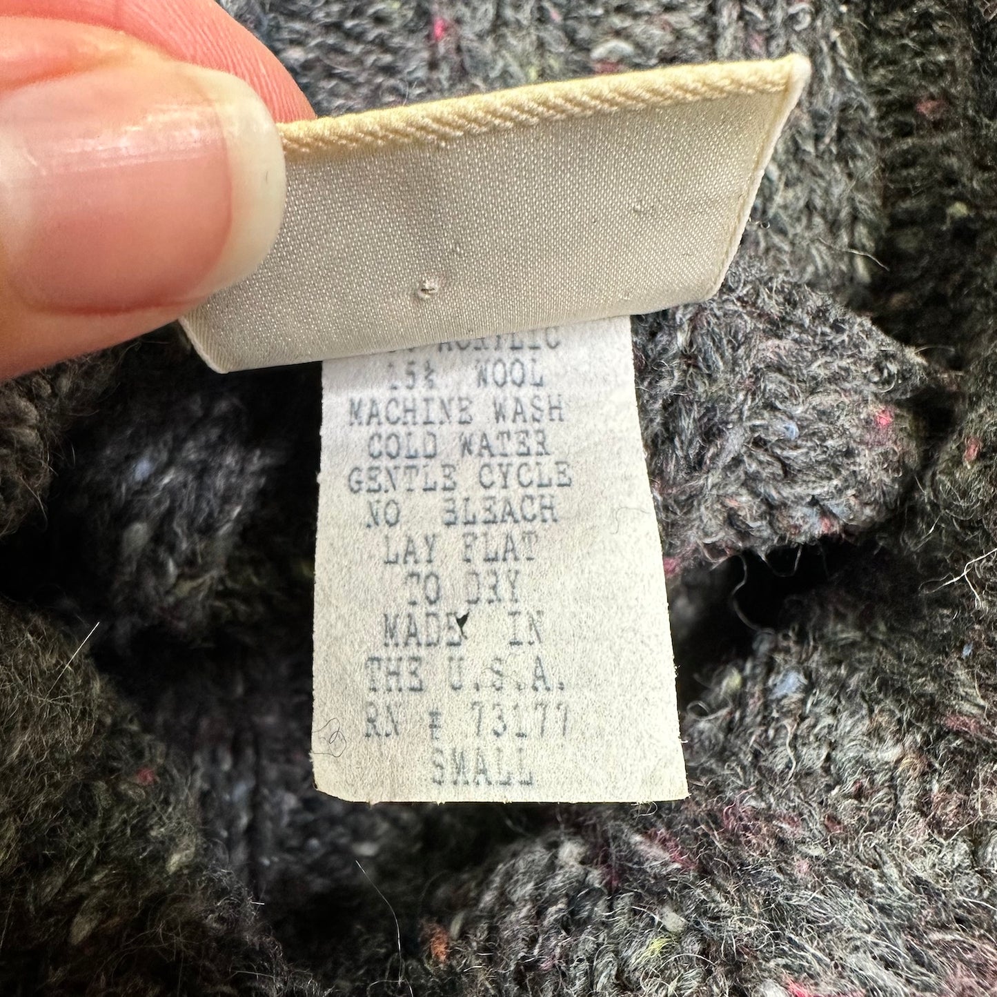 vintage 90s speckled grey rib knit turtleneck sweater