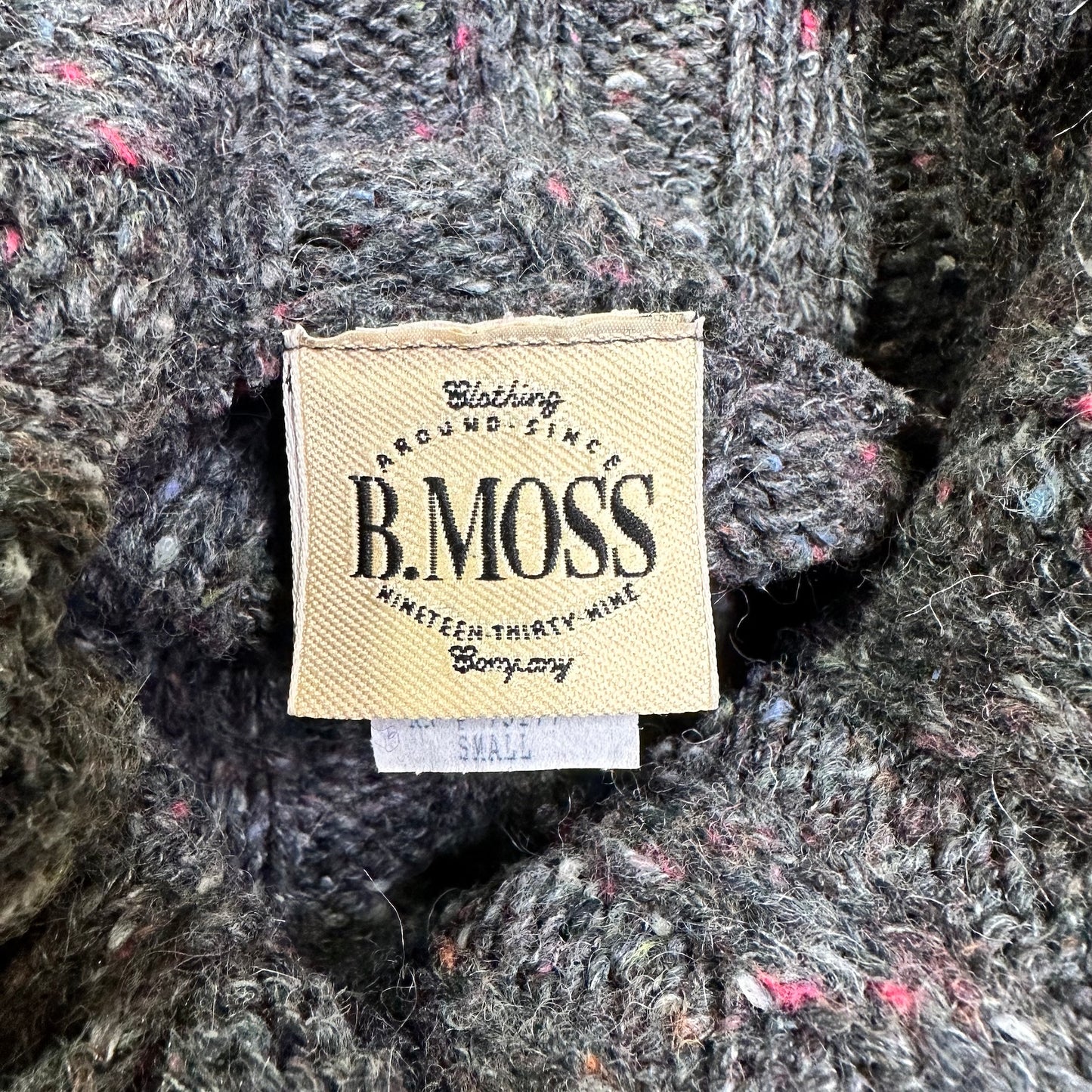 vintage 90s speckled grey rib knit turtleneck sweater