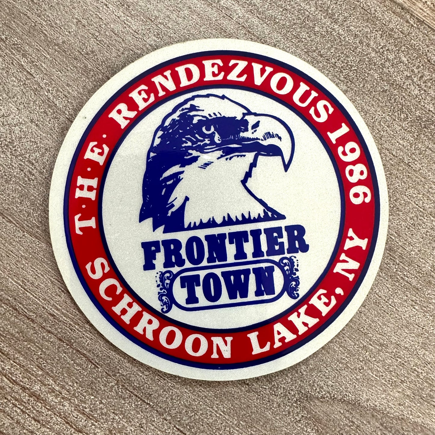 deadstock vintage 1986 harley rendezvous sticker / frontier town schroon lake ny
