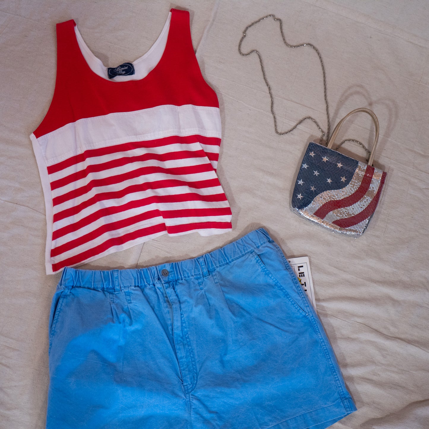 vintage y2k mesh metal american flag formal purse