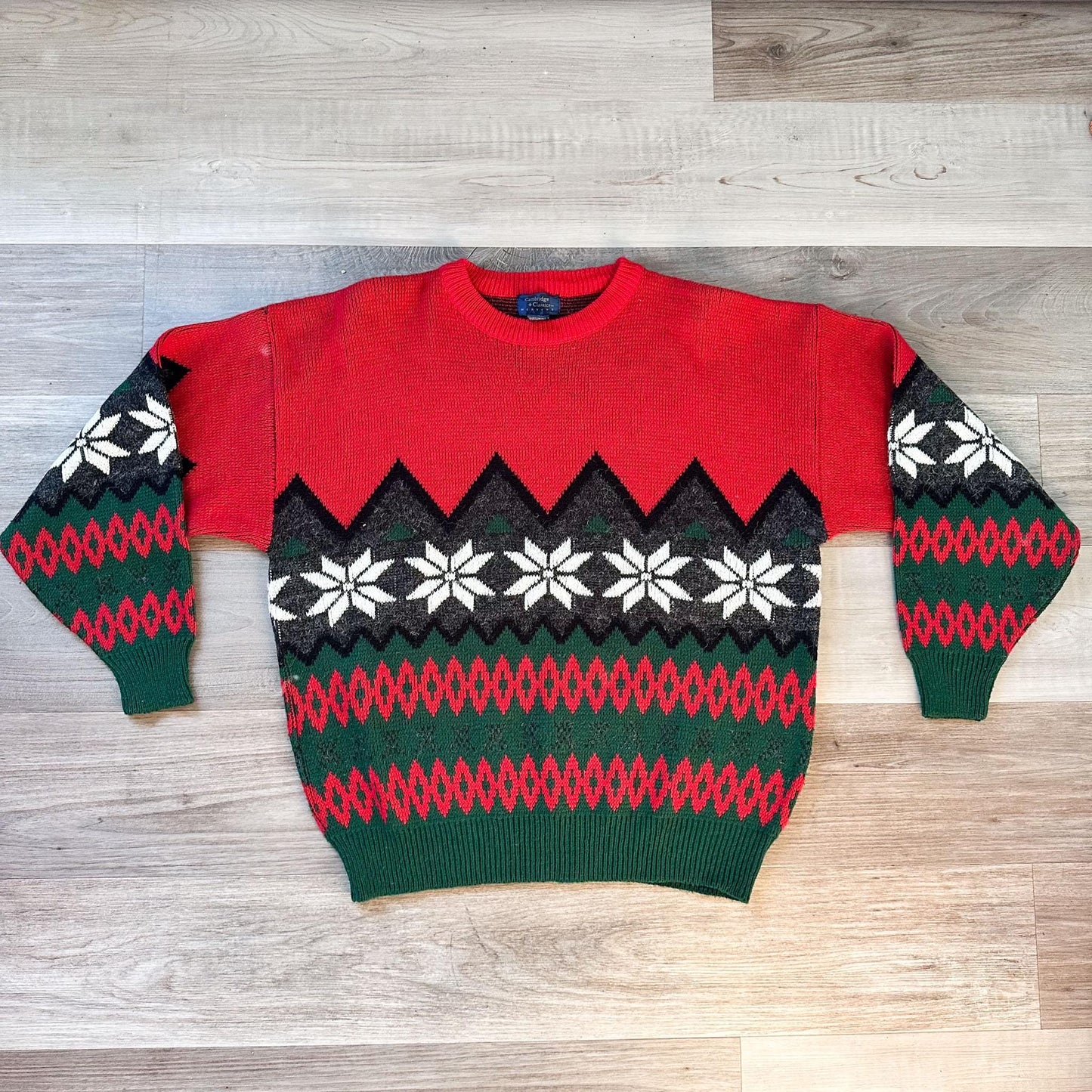 vintage 80s festive wool blend holiday sweater