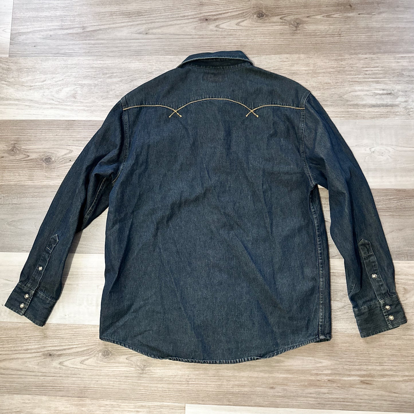 modern y2k denim snap up western shirt