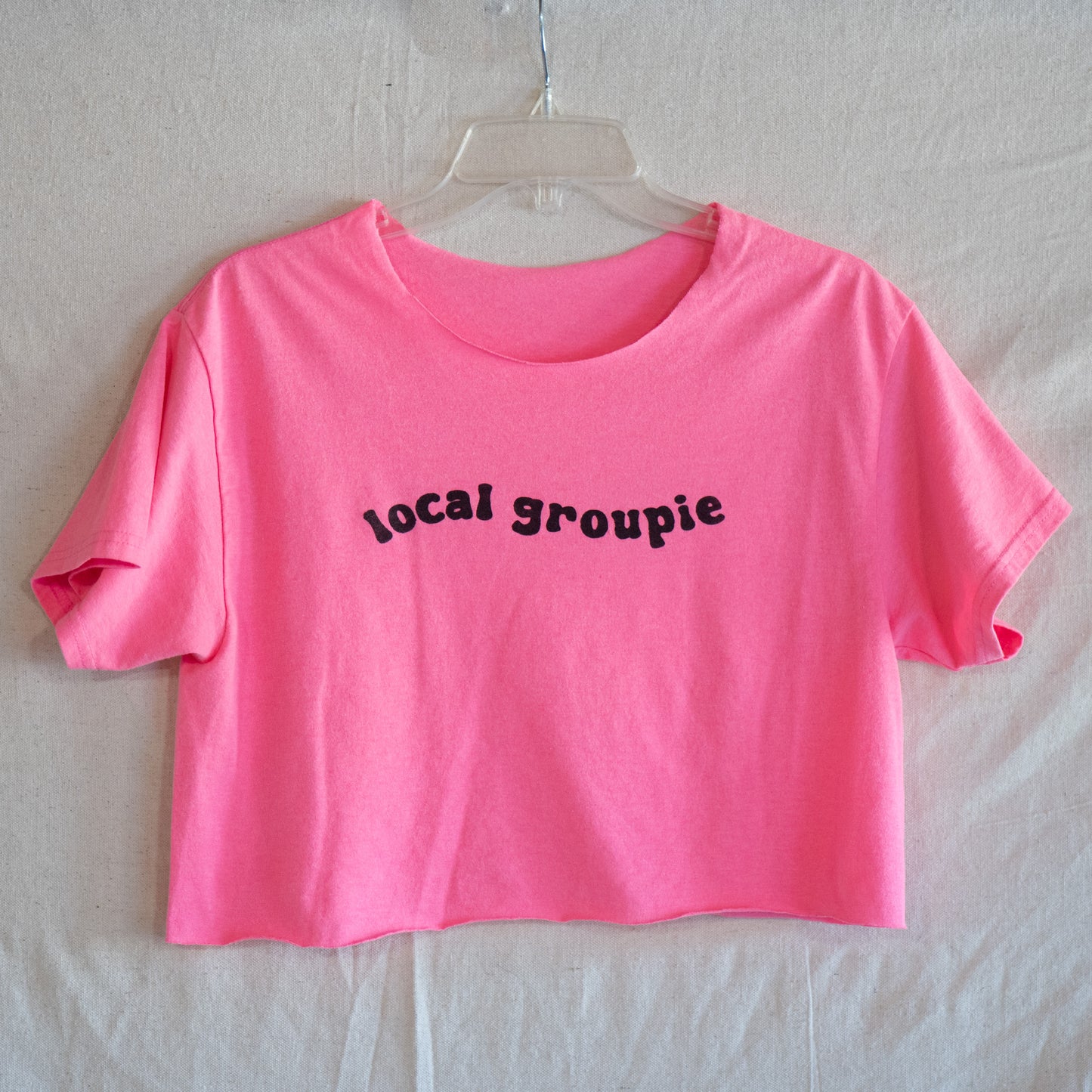 LOCAL GROUPIE upcycled hot pink DIY crop tee
