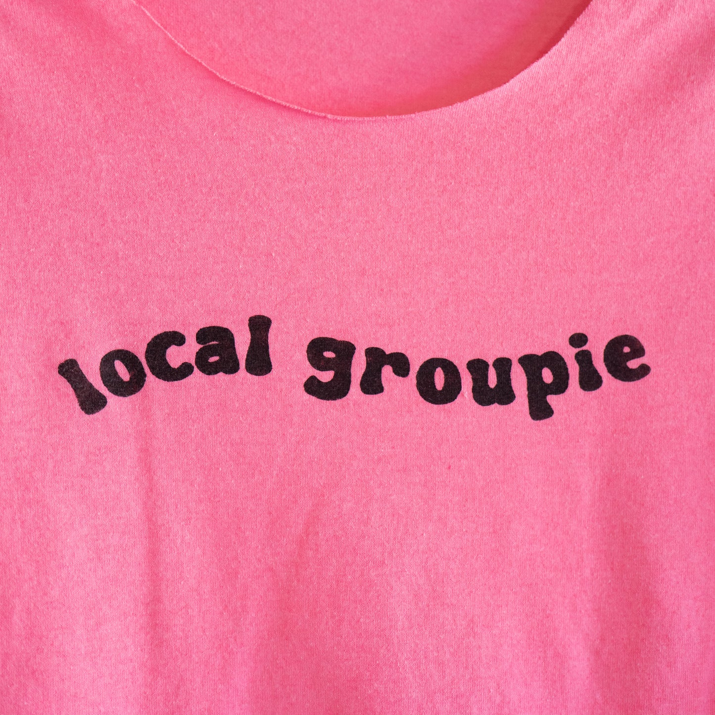 LOCAL GROUPIE upcycled hot pink DIY crop tee