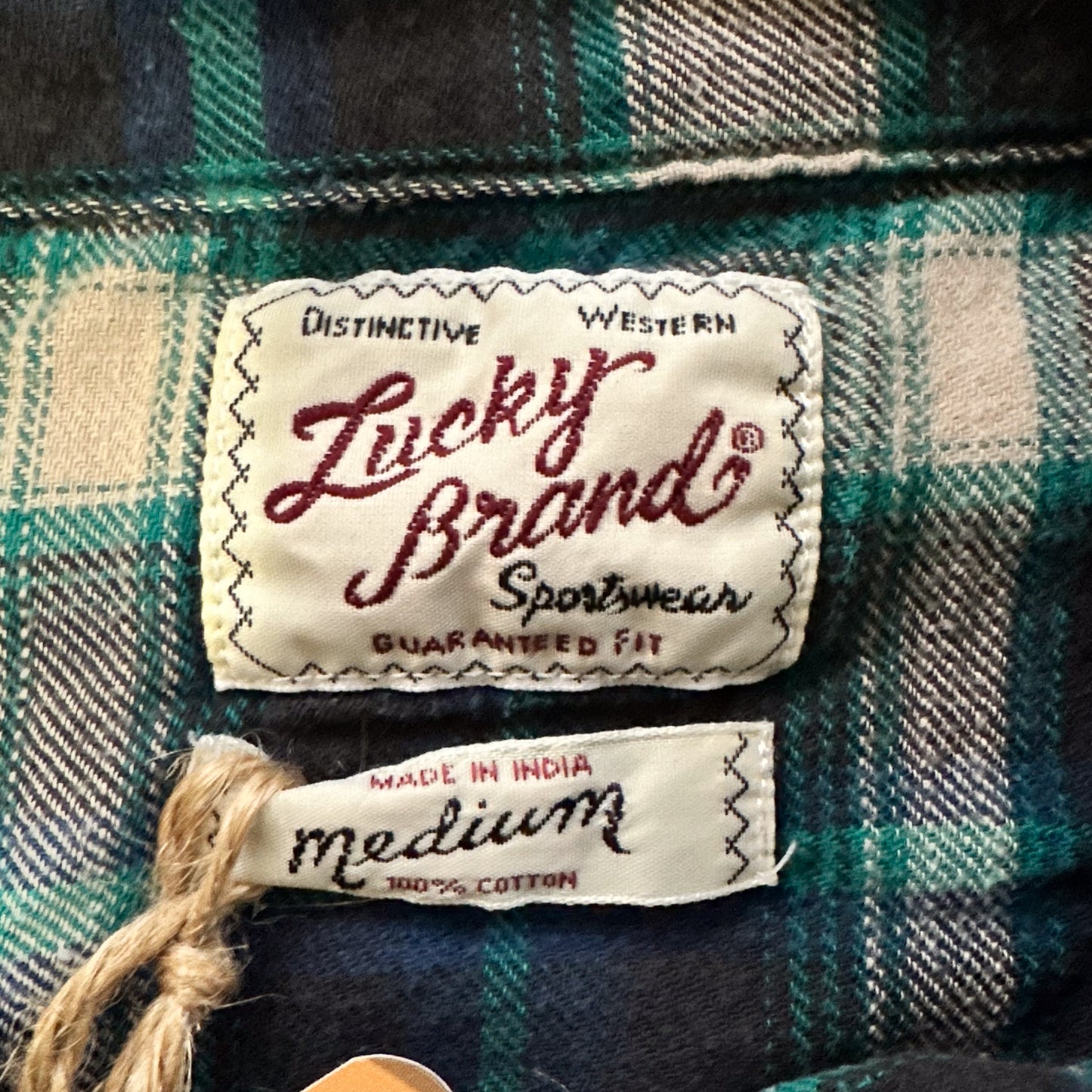 modern lucky brand plaid western snap up flannel shirt