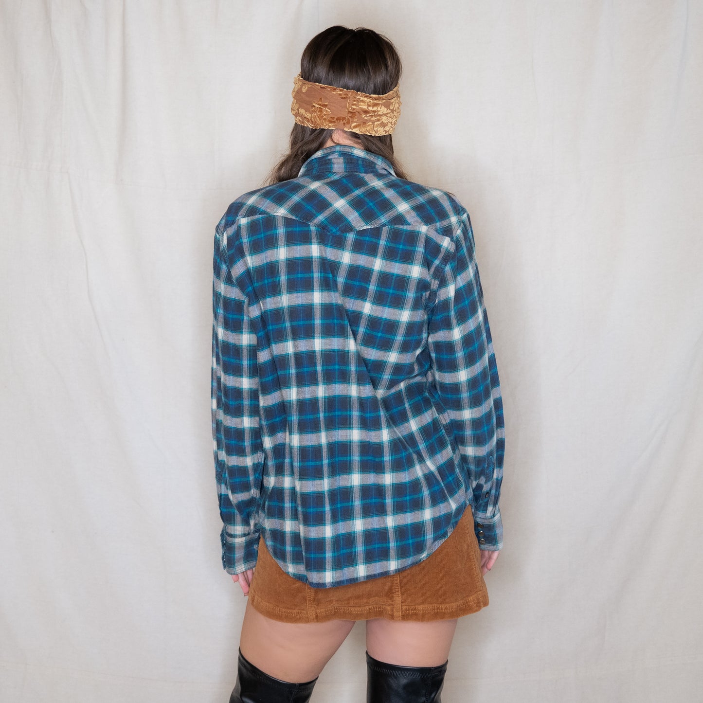 modern lucky brand plaid western snap up flannel shirt