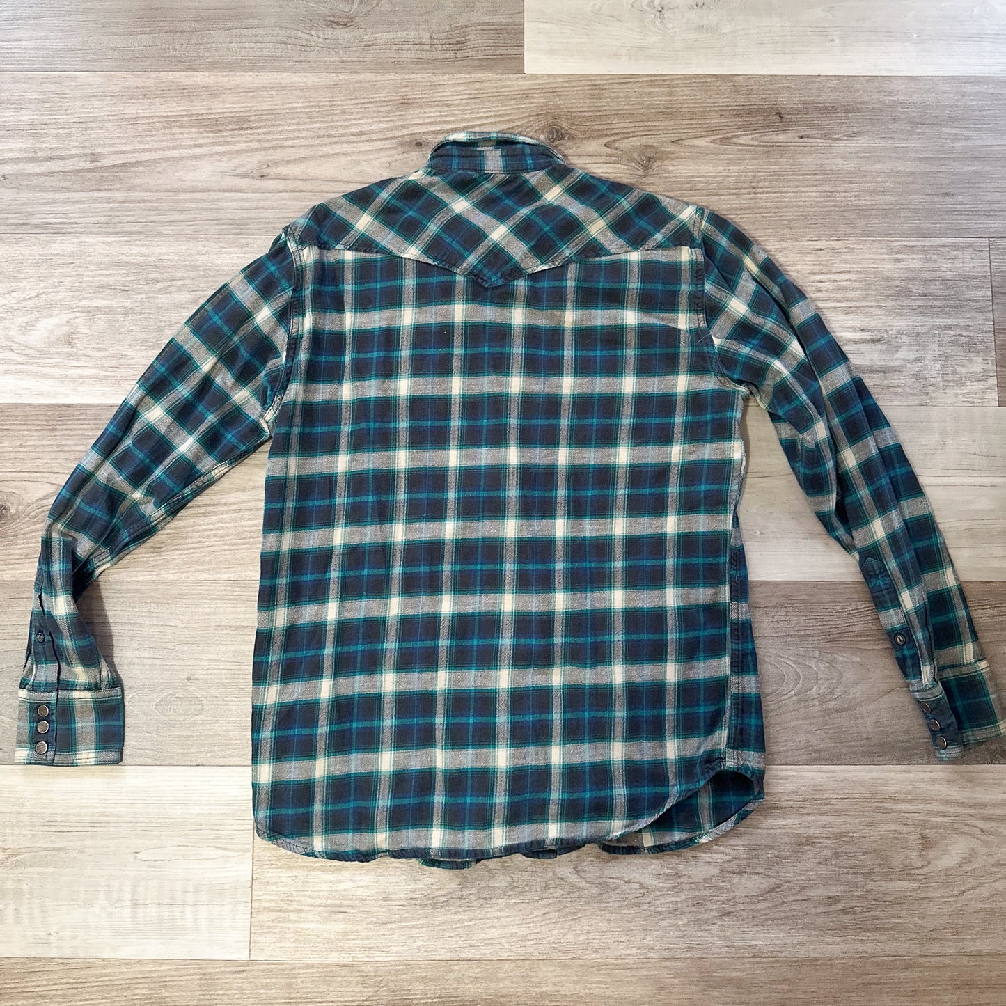modern lucky brand plaid western snap up flannel shirt