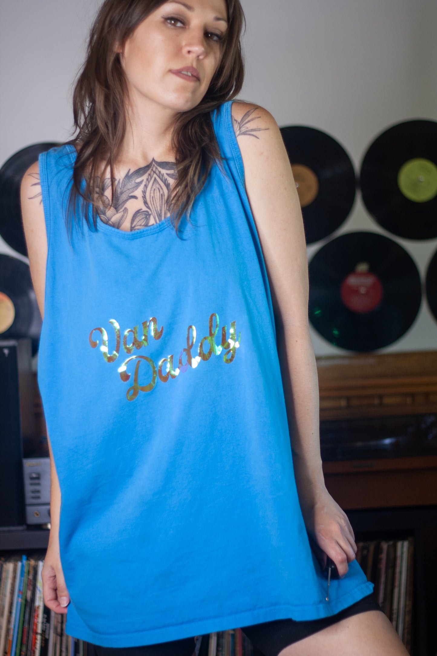 VAN DADDY iridescent turquoise tank