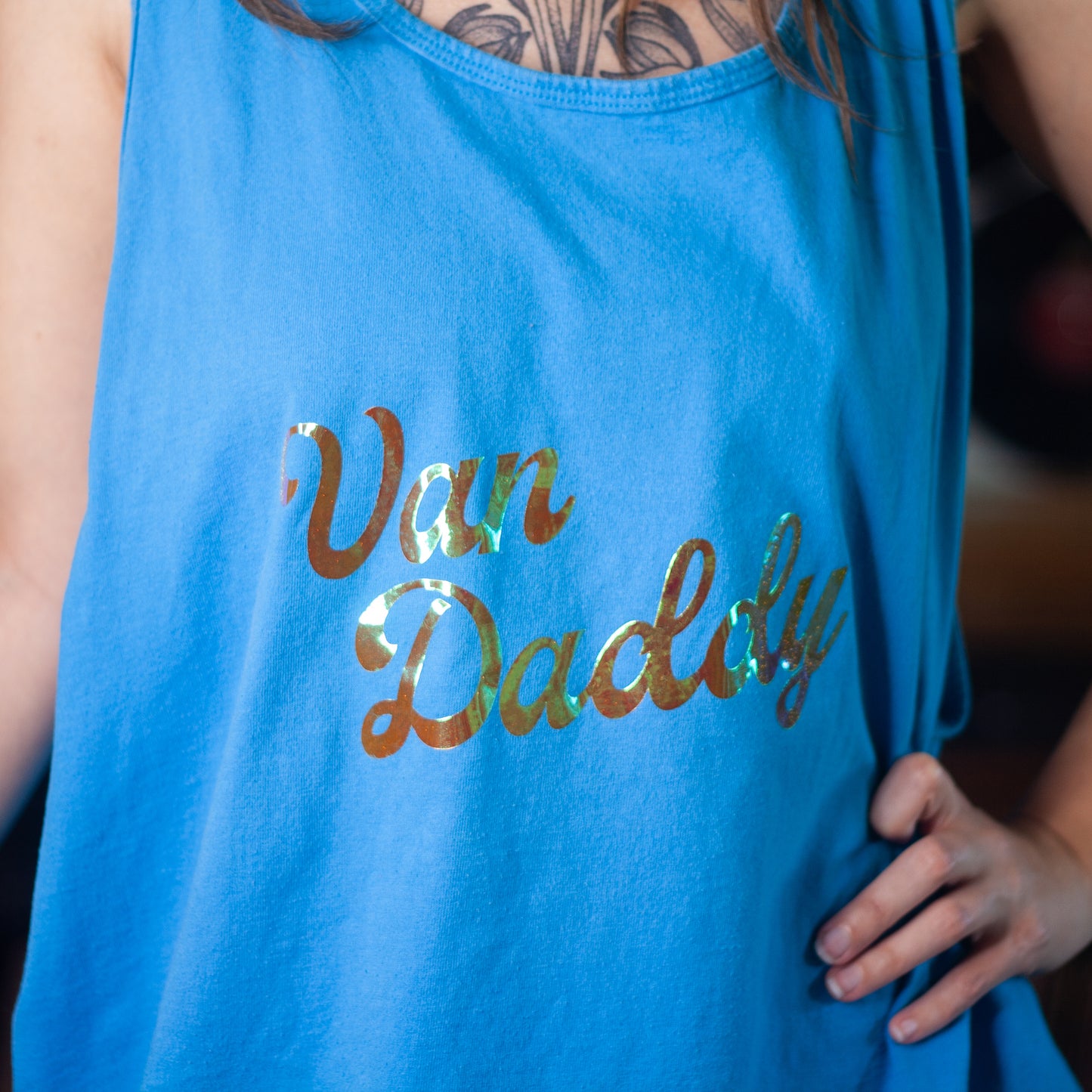 VAN DADDY iridescent turquoise tank