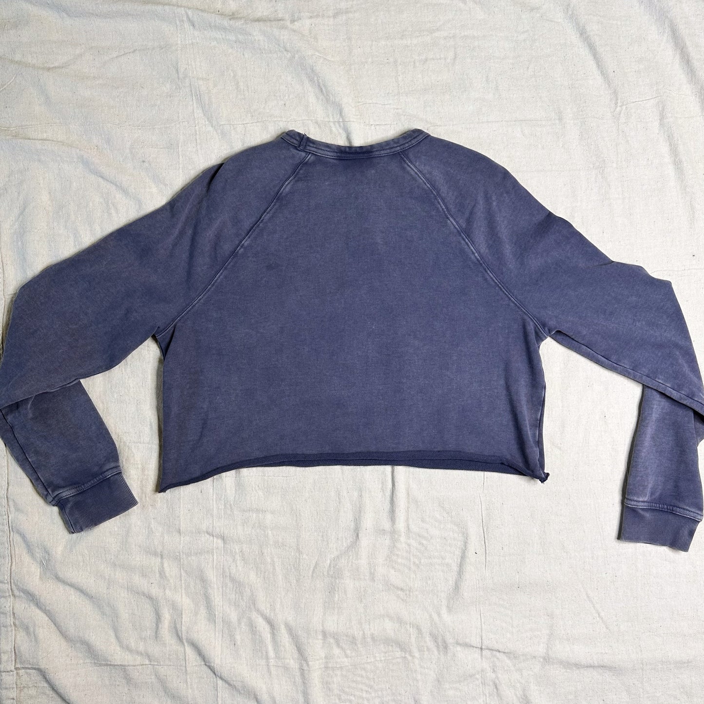VINTAGE BABE upcycled blue grey crop sweatshirt