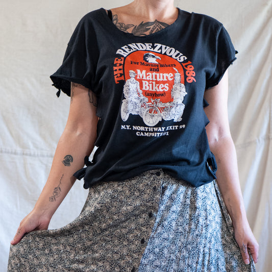 deadstock 1980s vintage harley rendezvous distressed DIY t-shirt / single stitch