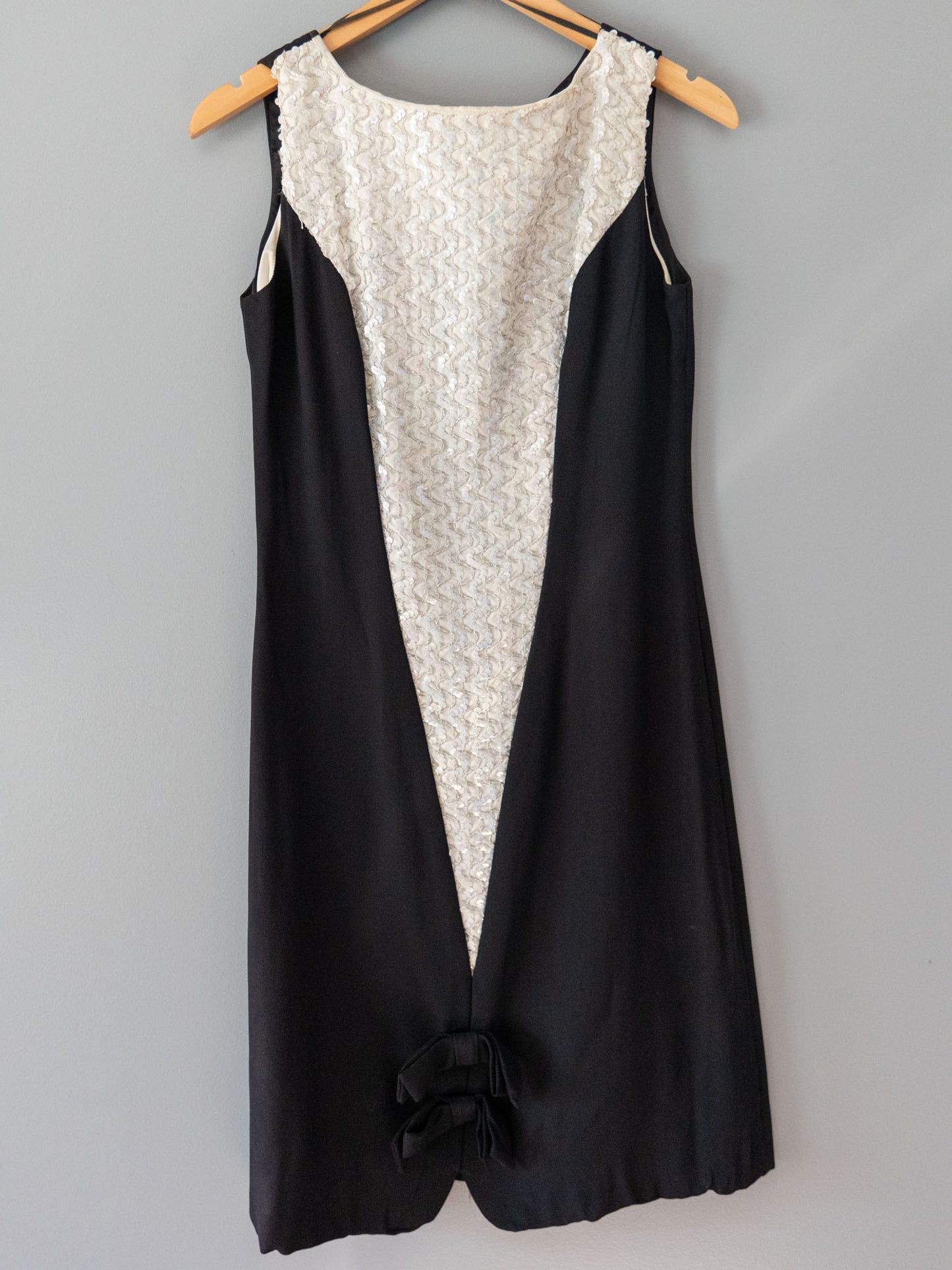 vintage 60s black + white sequin dress