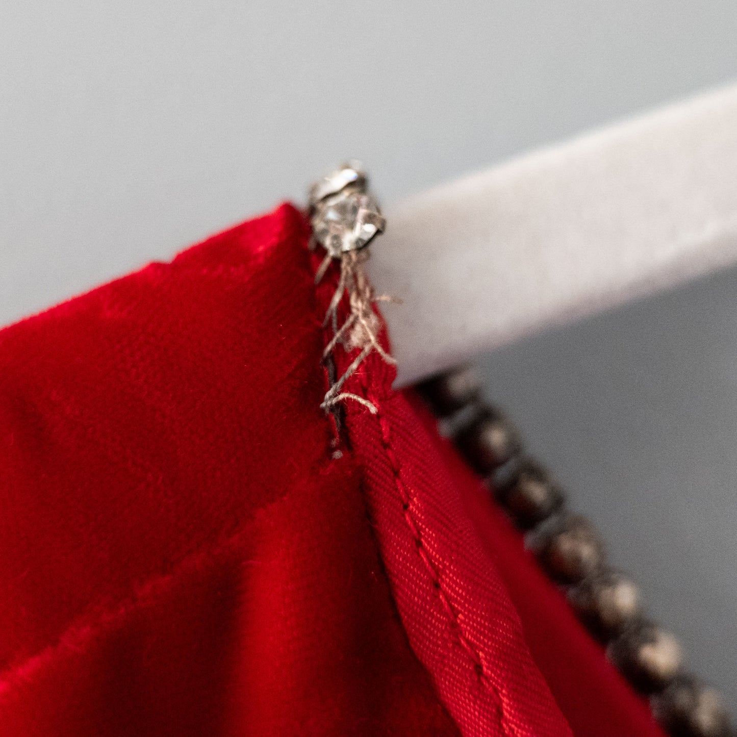 vintage 60s red velvet dress with rhinestone trim
