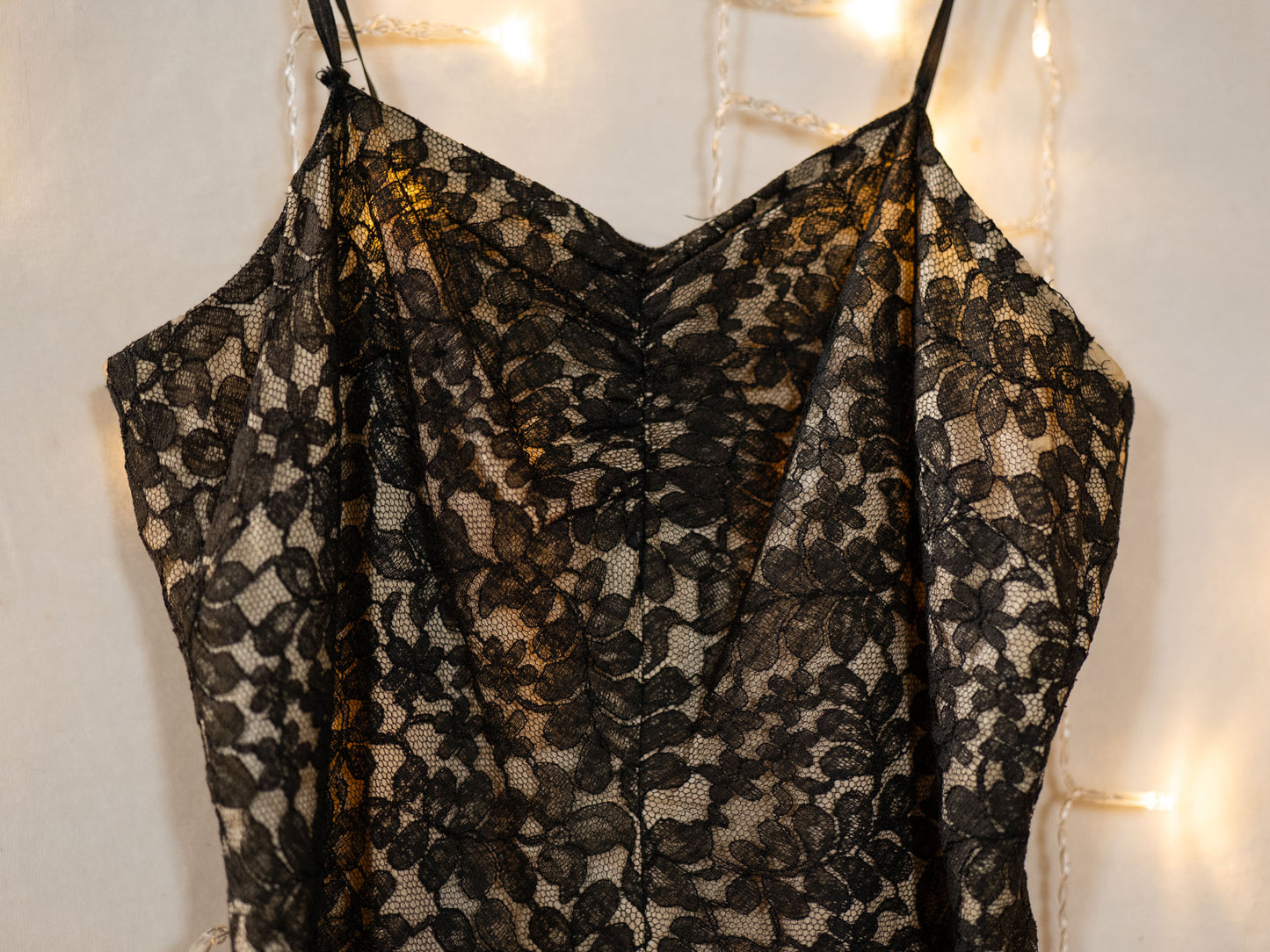 vintage 60s black lace A-line dress