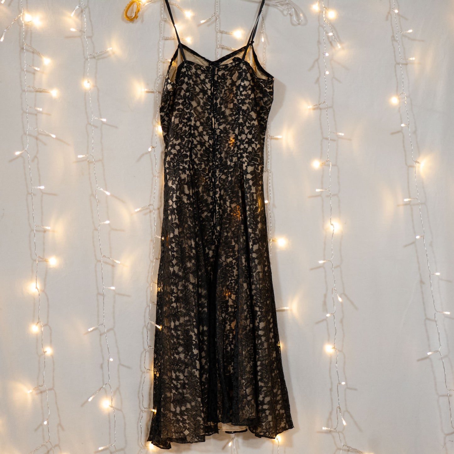 vintage 60s black lace A-line dress