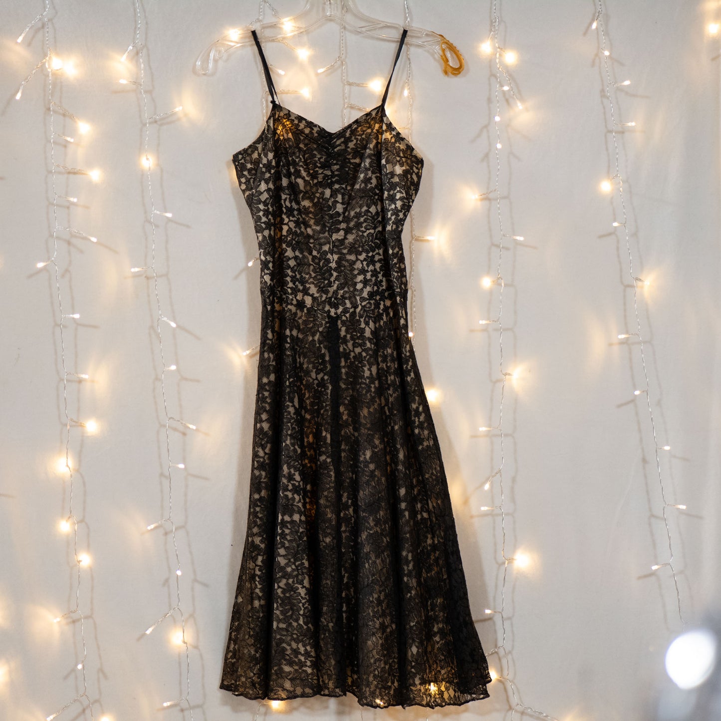 vintage 60s black lace A-line dress