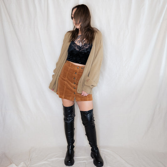 1970s vintage light brown painters cardigan sweater